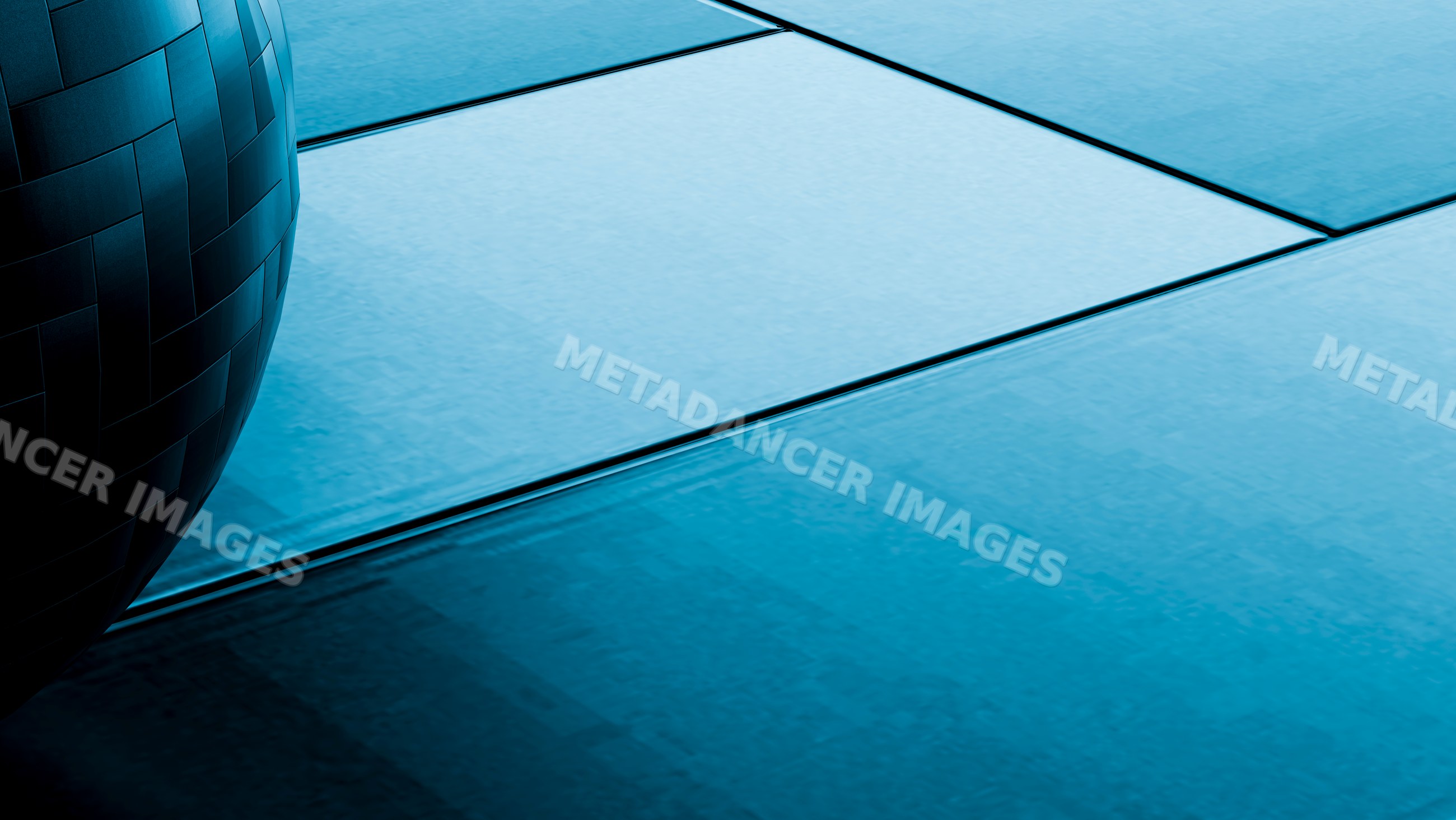 Blue ceramic floor tiles with glossy geometric pattern