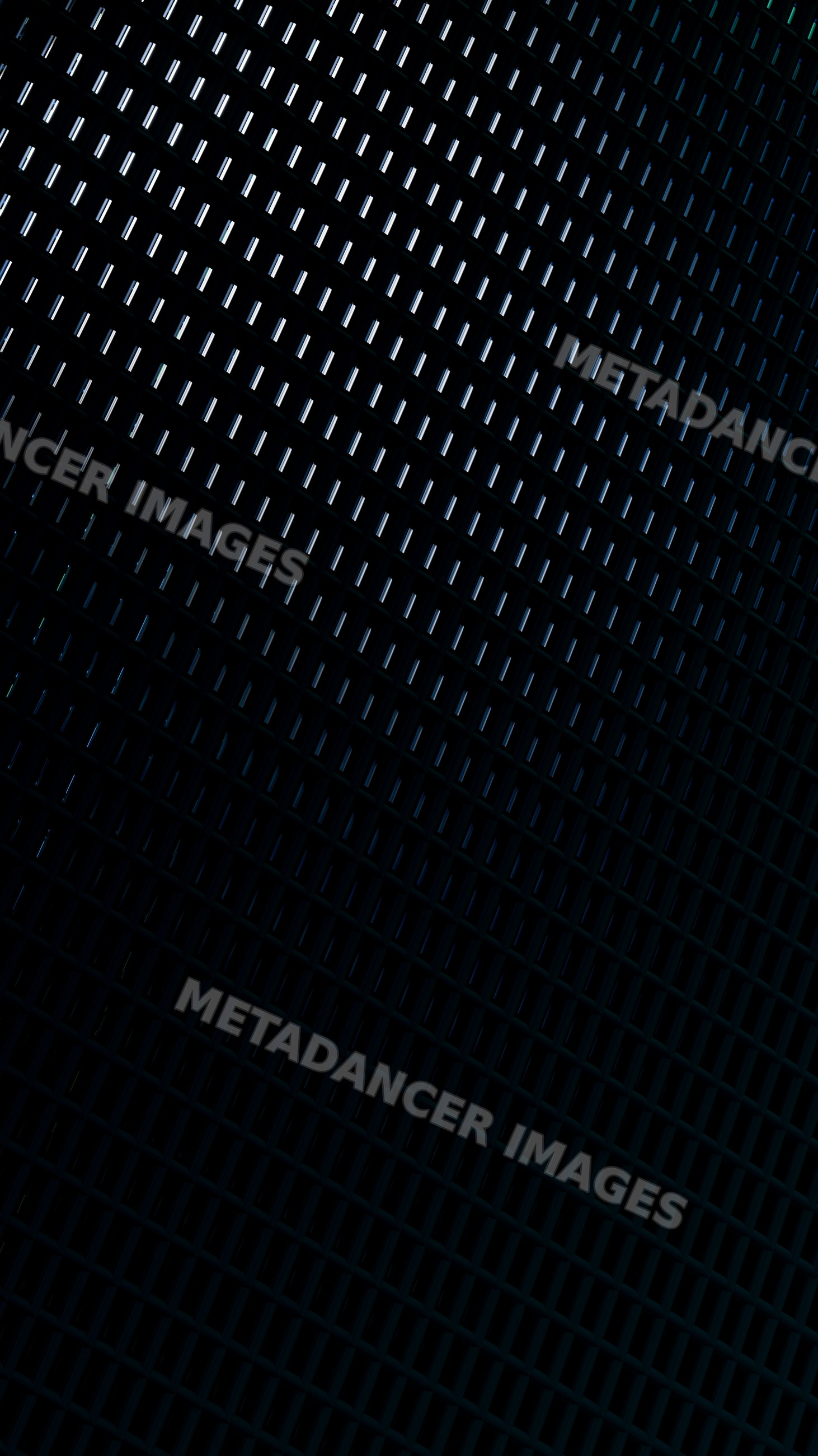 Grid pattern of dark metallic material with blue lighting