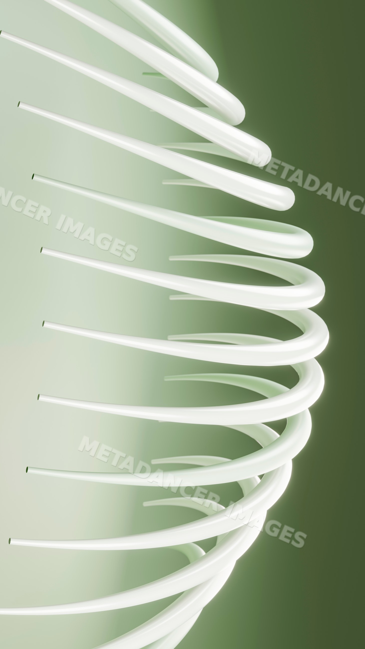 White spiral curve twisting with green background in modern design