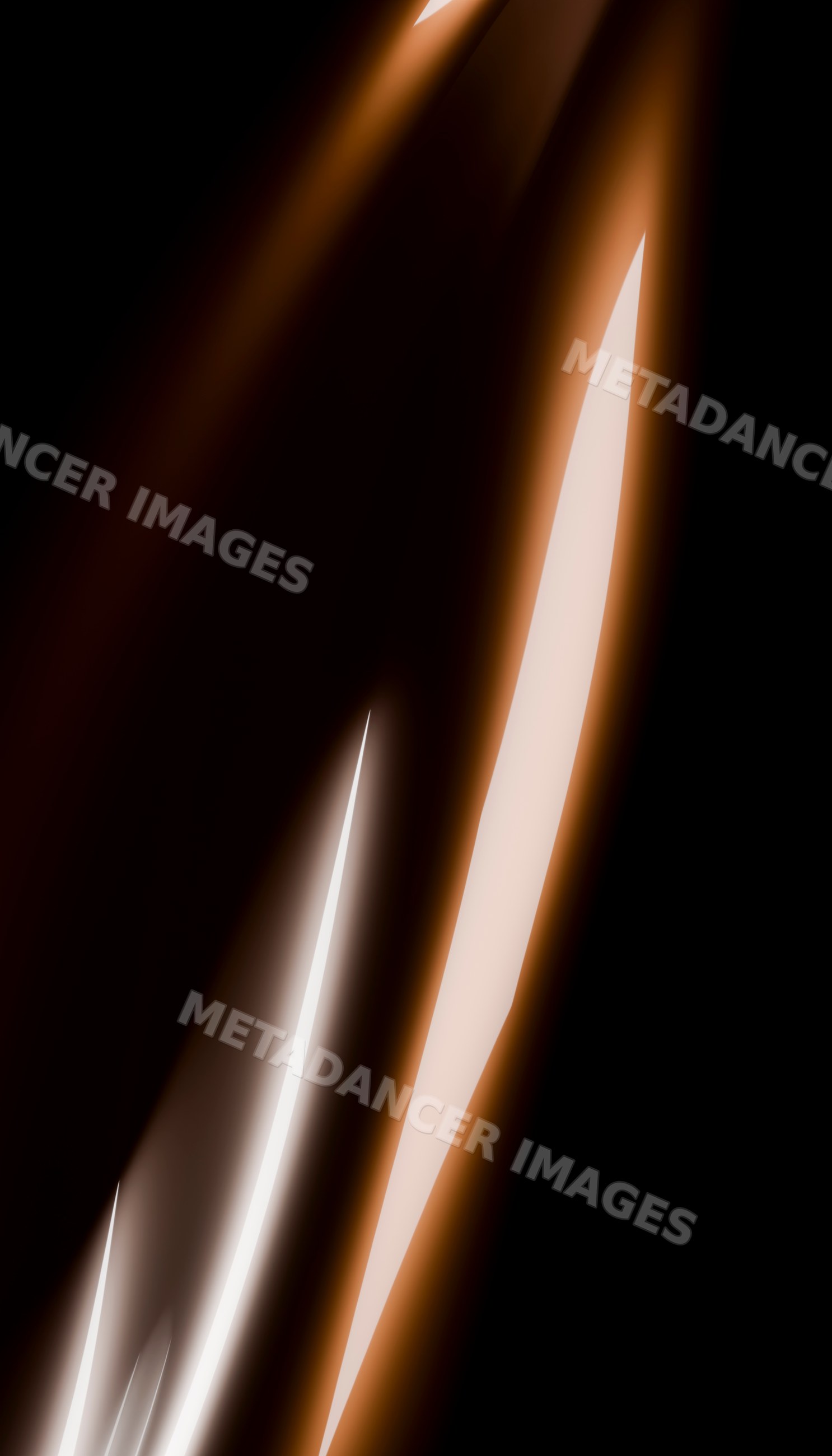 Abstract light streaks with glowing orange and white trails