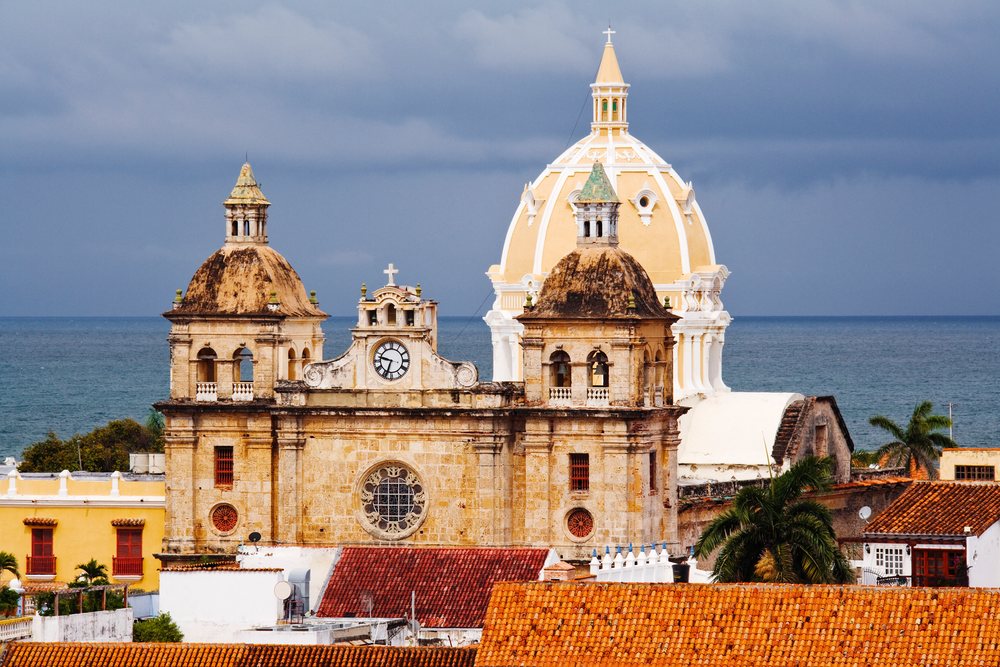Iglesia de san pedro claver church, colombia with ocean view