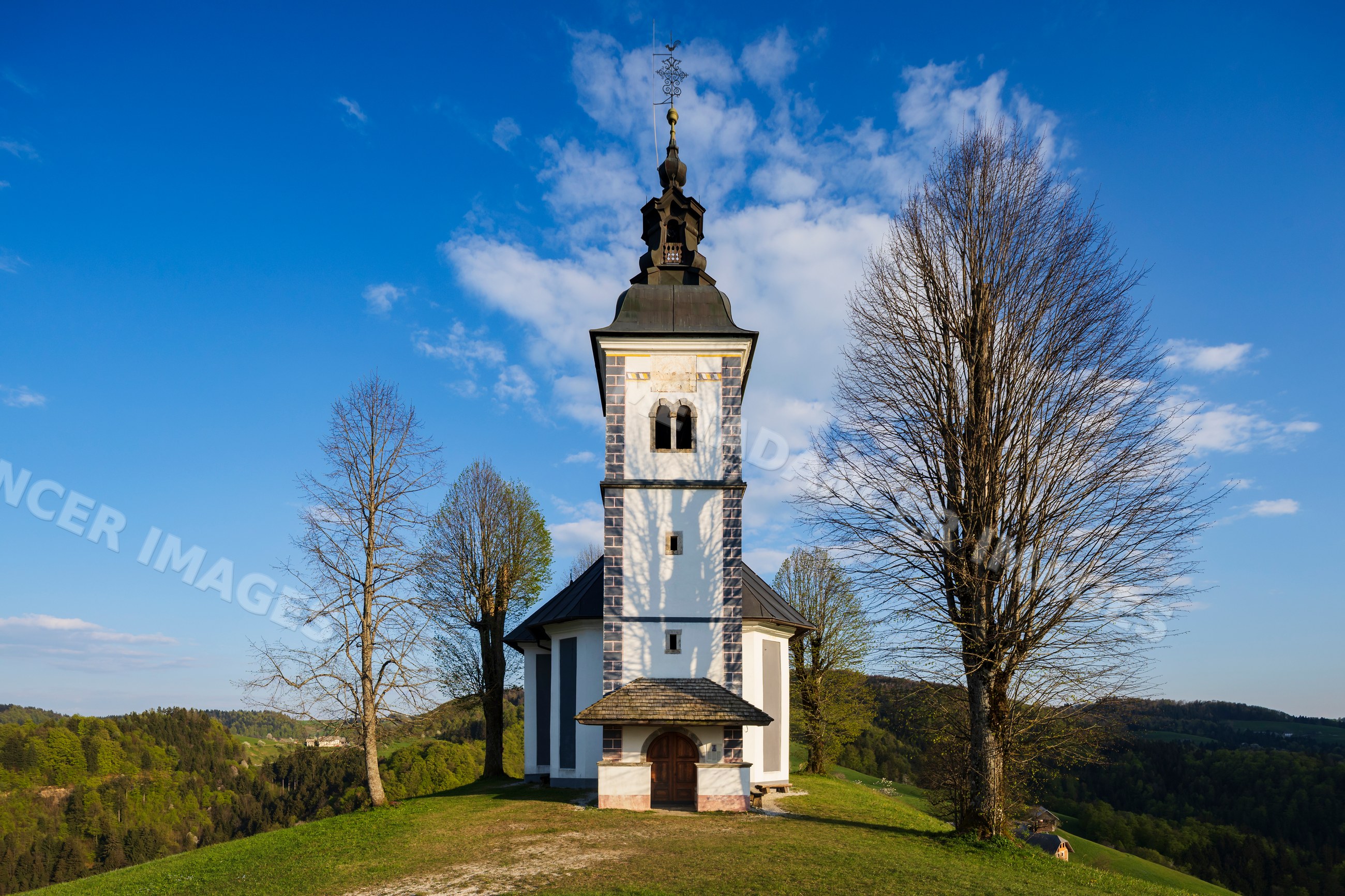 St Thomas's Church with Linden Trees on hilltop