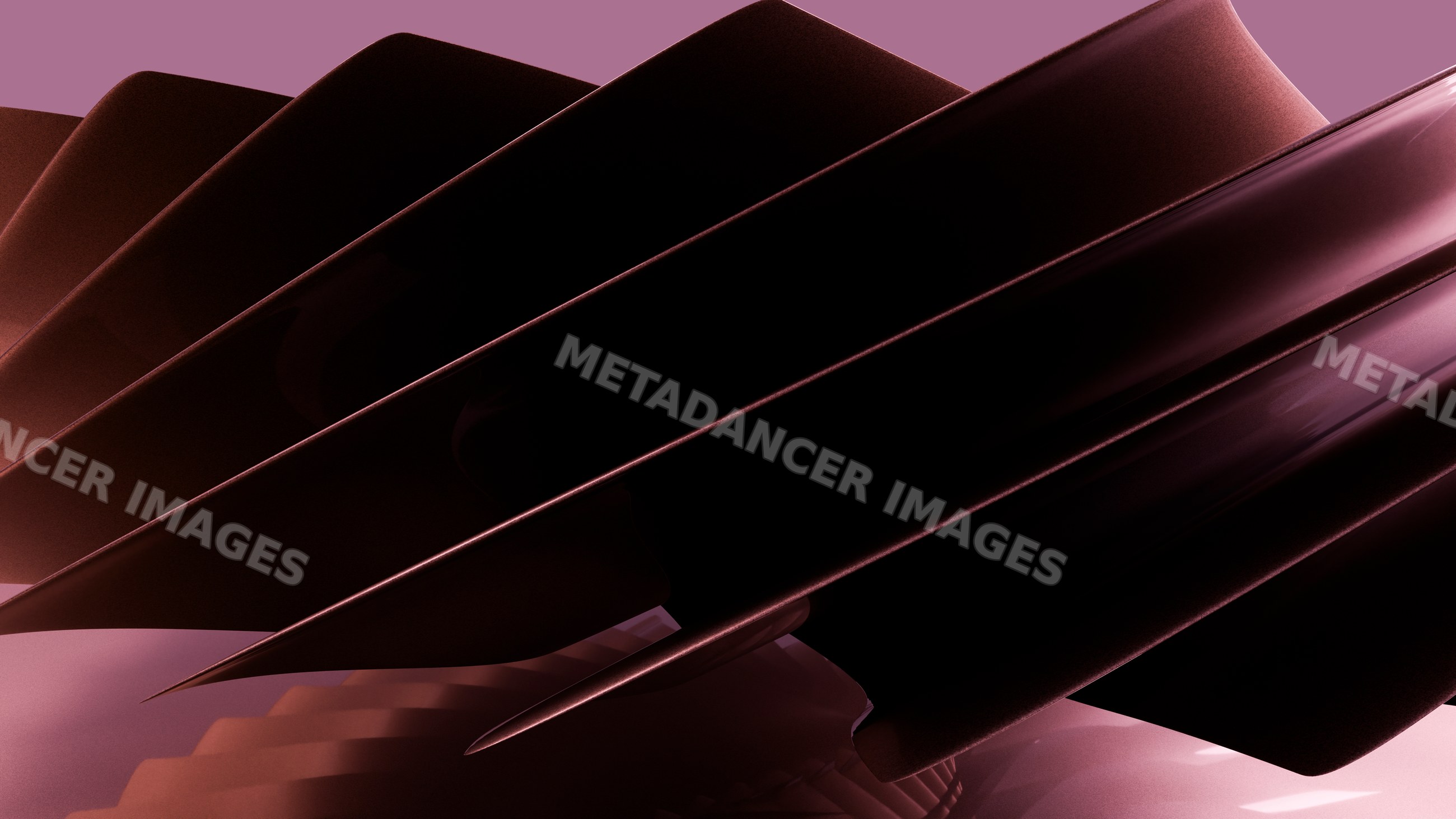 Abstract digital 3d illustration with curved dark purple shapes
