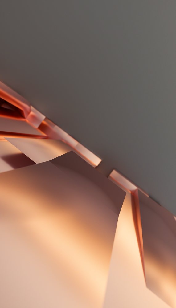 Close-up of an abstract metallic sculpture with geometric shapes