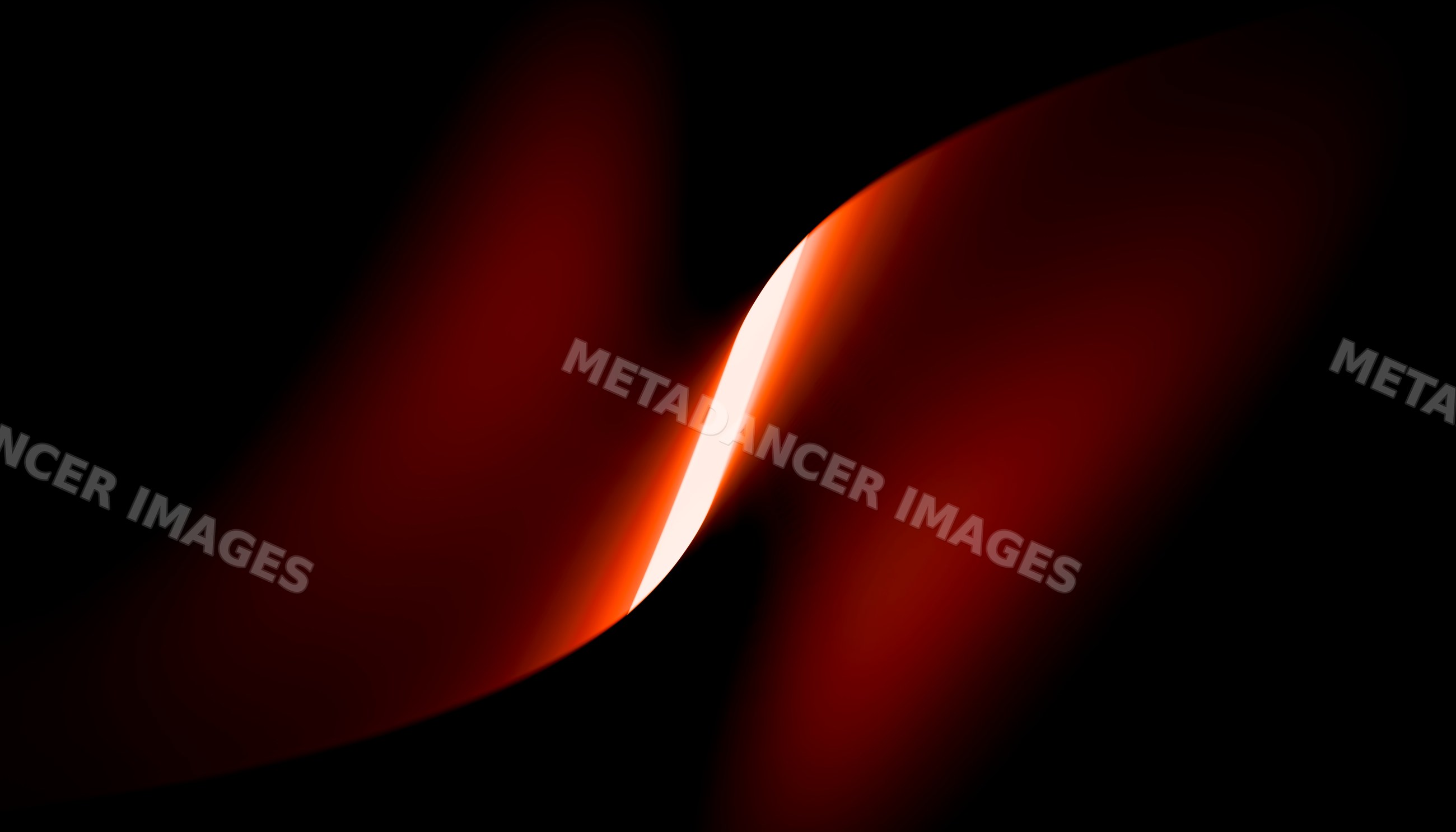 Abstract glowing red curved light on black background