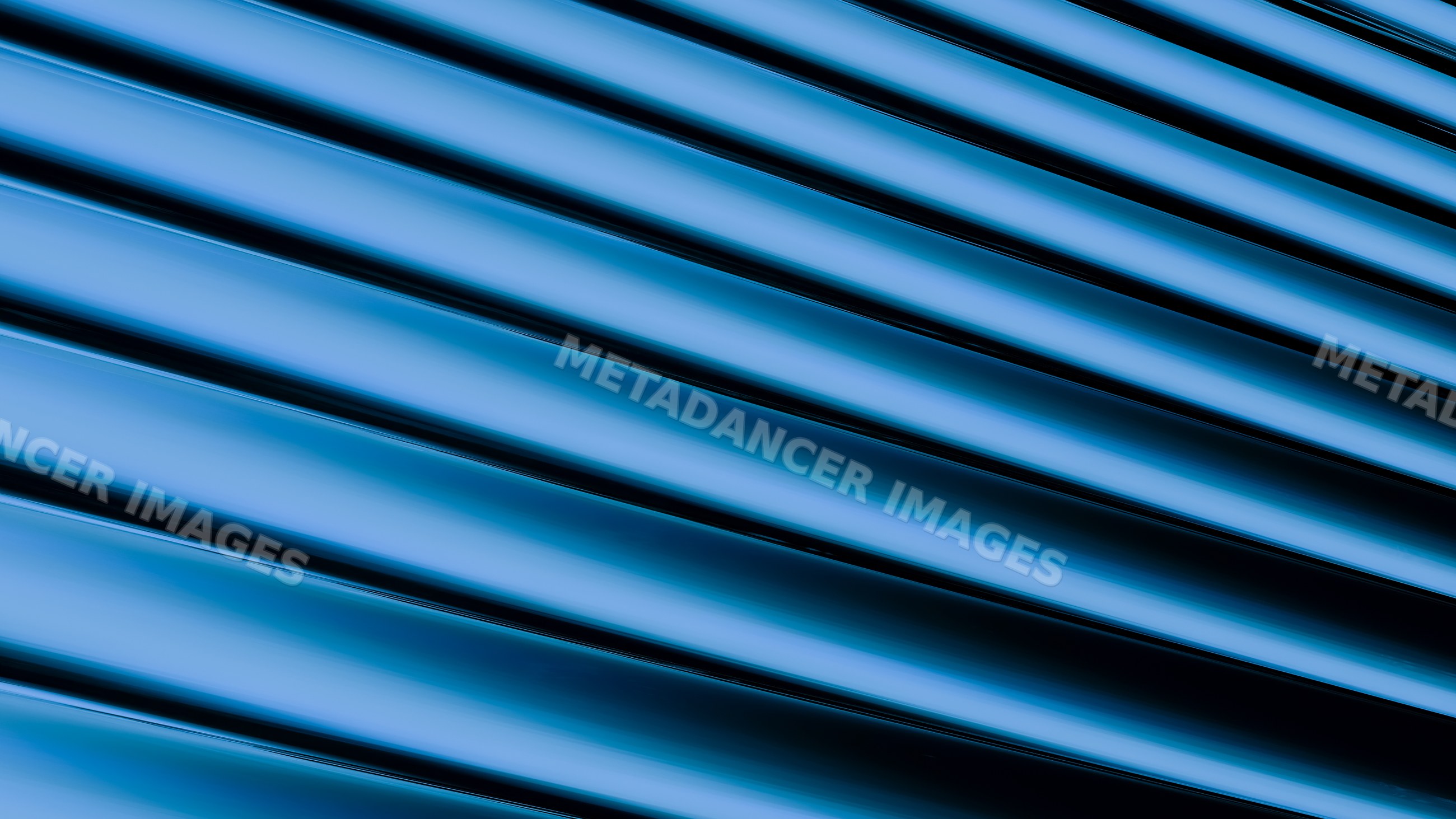 Abstract blue rendering with diagonal shiny metallic lines