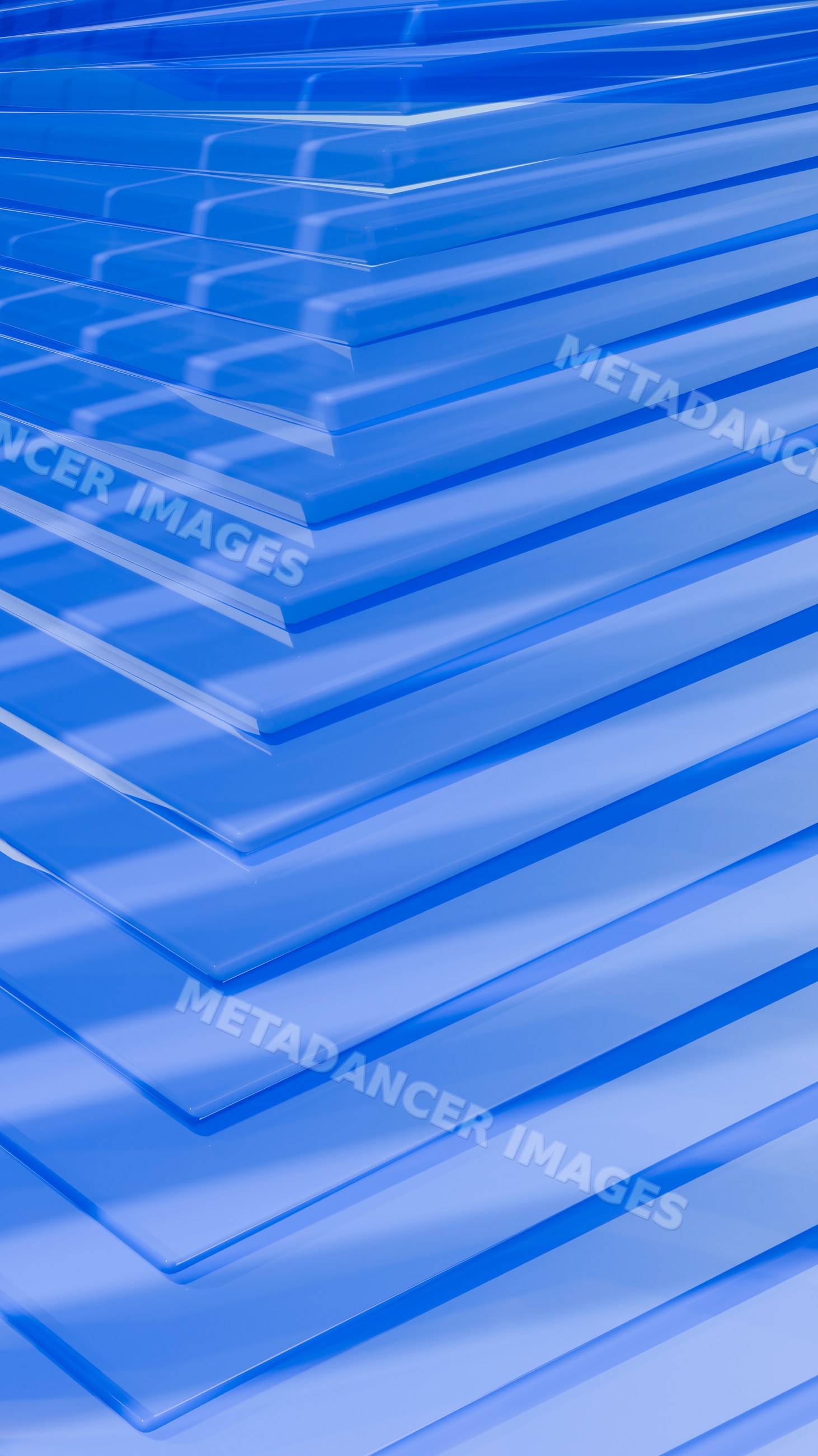 Abstract layered blue geometric pattern digital illustration