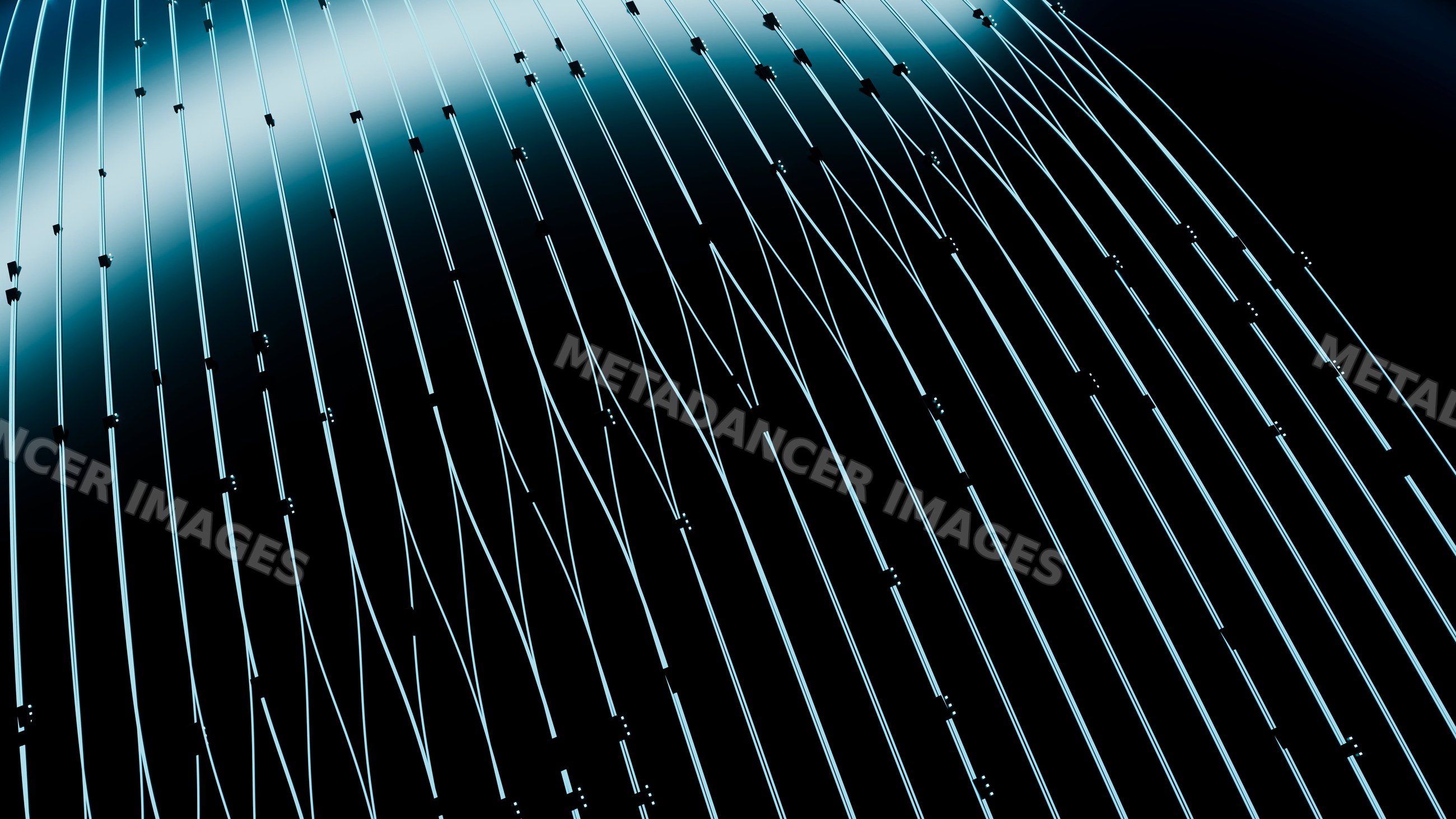 Curved fiberglass cables with metal connectors