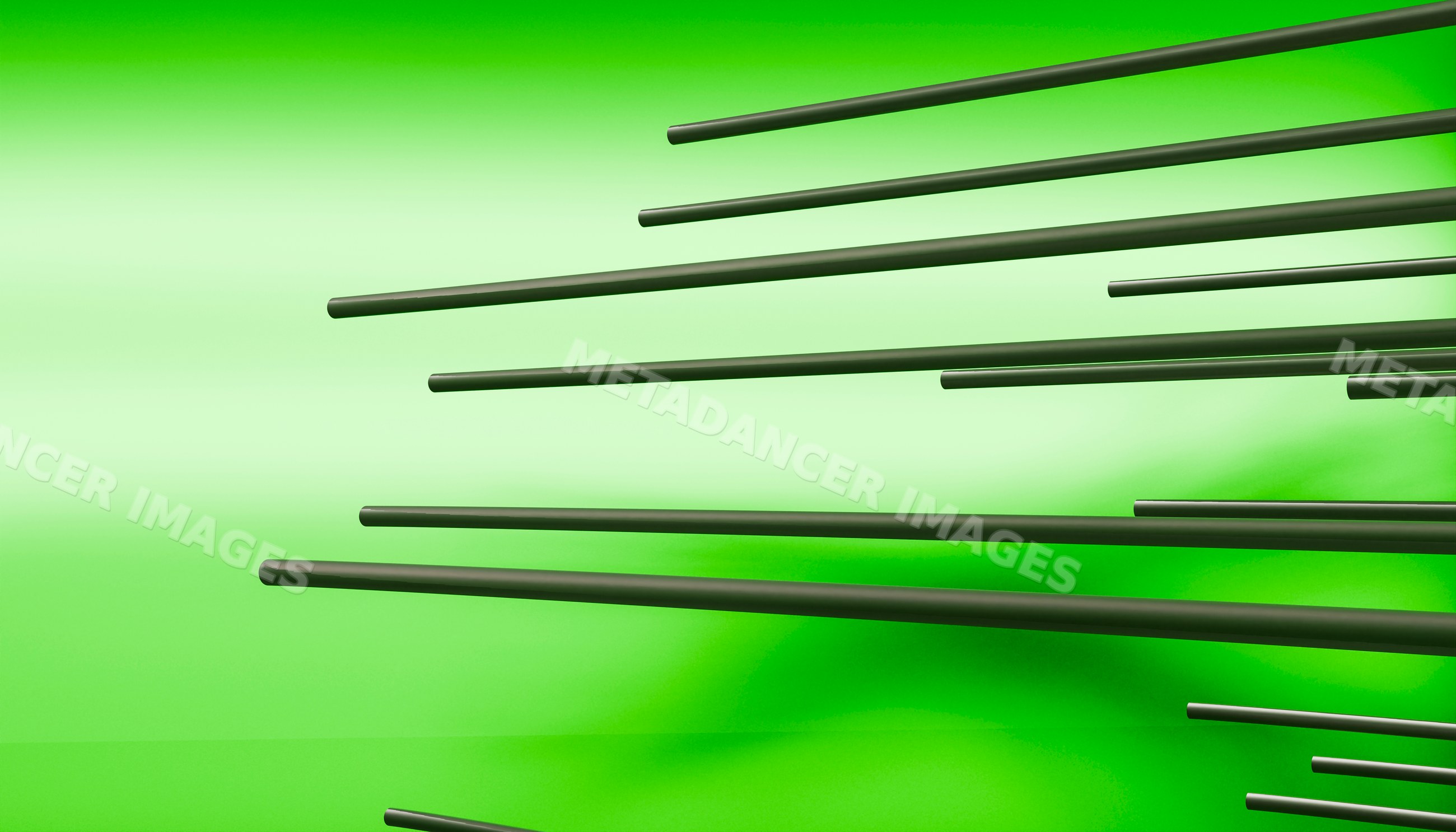 Horizontal green poles on abstract green gradient background