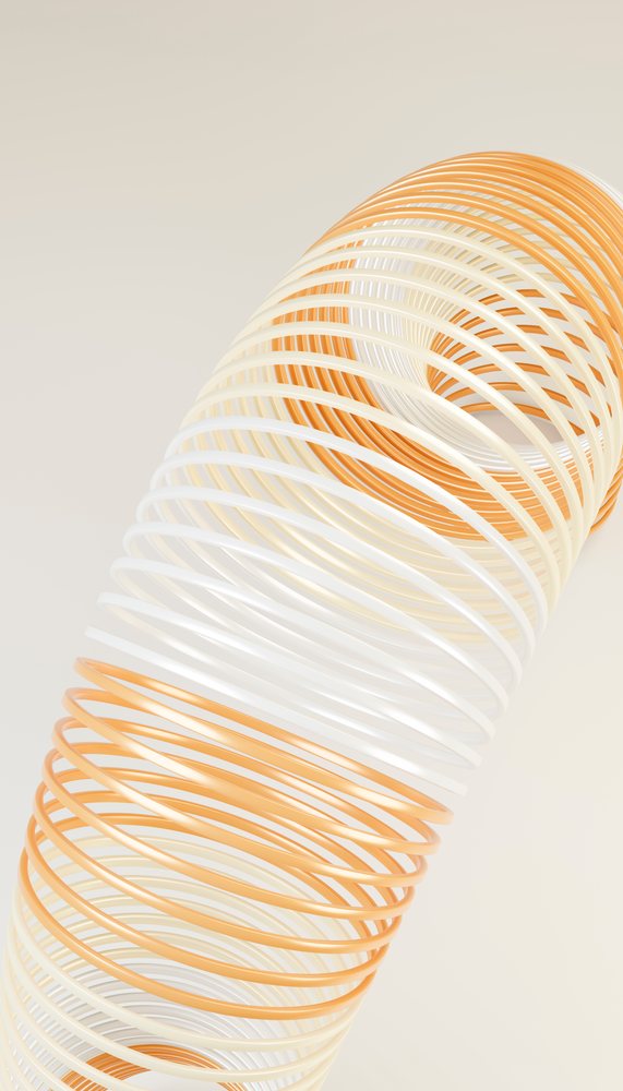 3d abstract orange and white spiral with smooth concentric loops