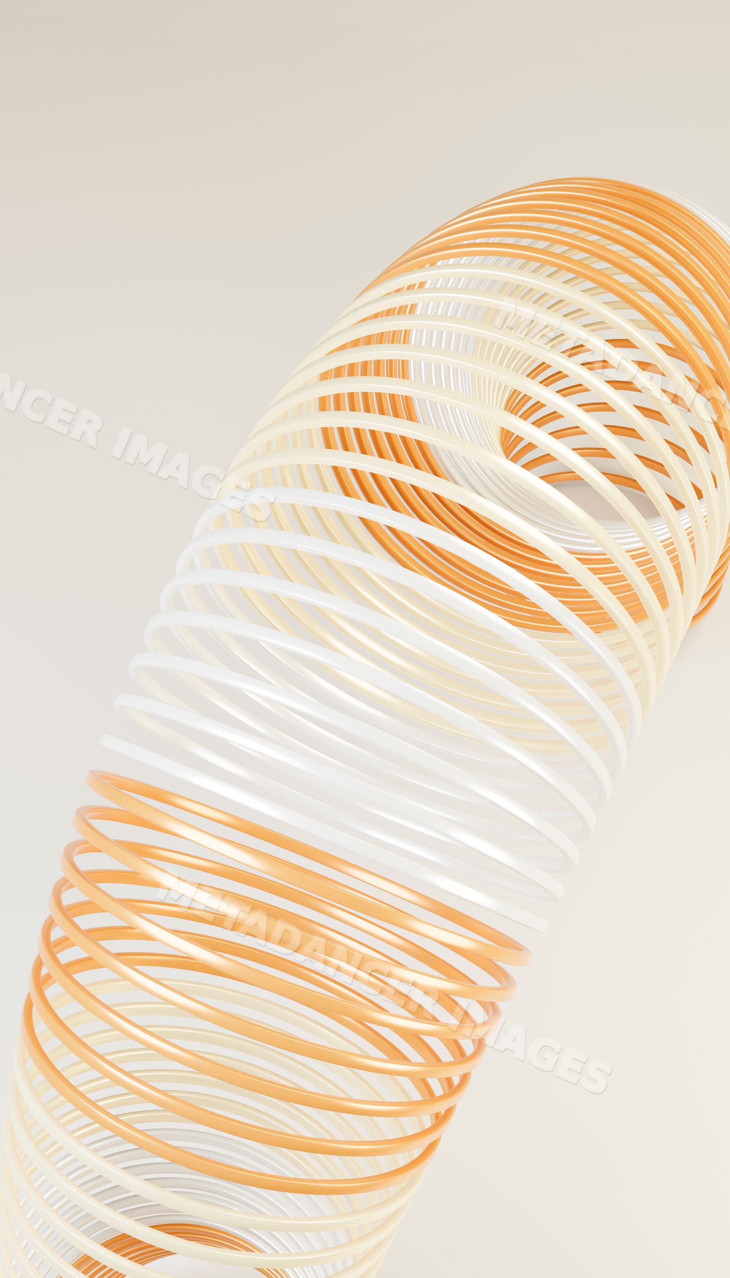 3d abstract orange and white spiral with smooth concentric loops