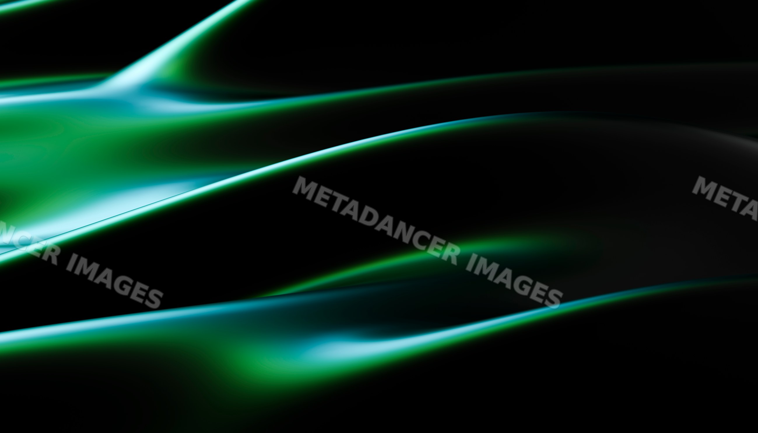 Smooth flowing blue and green abstract waves on dark background