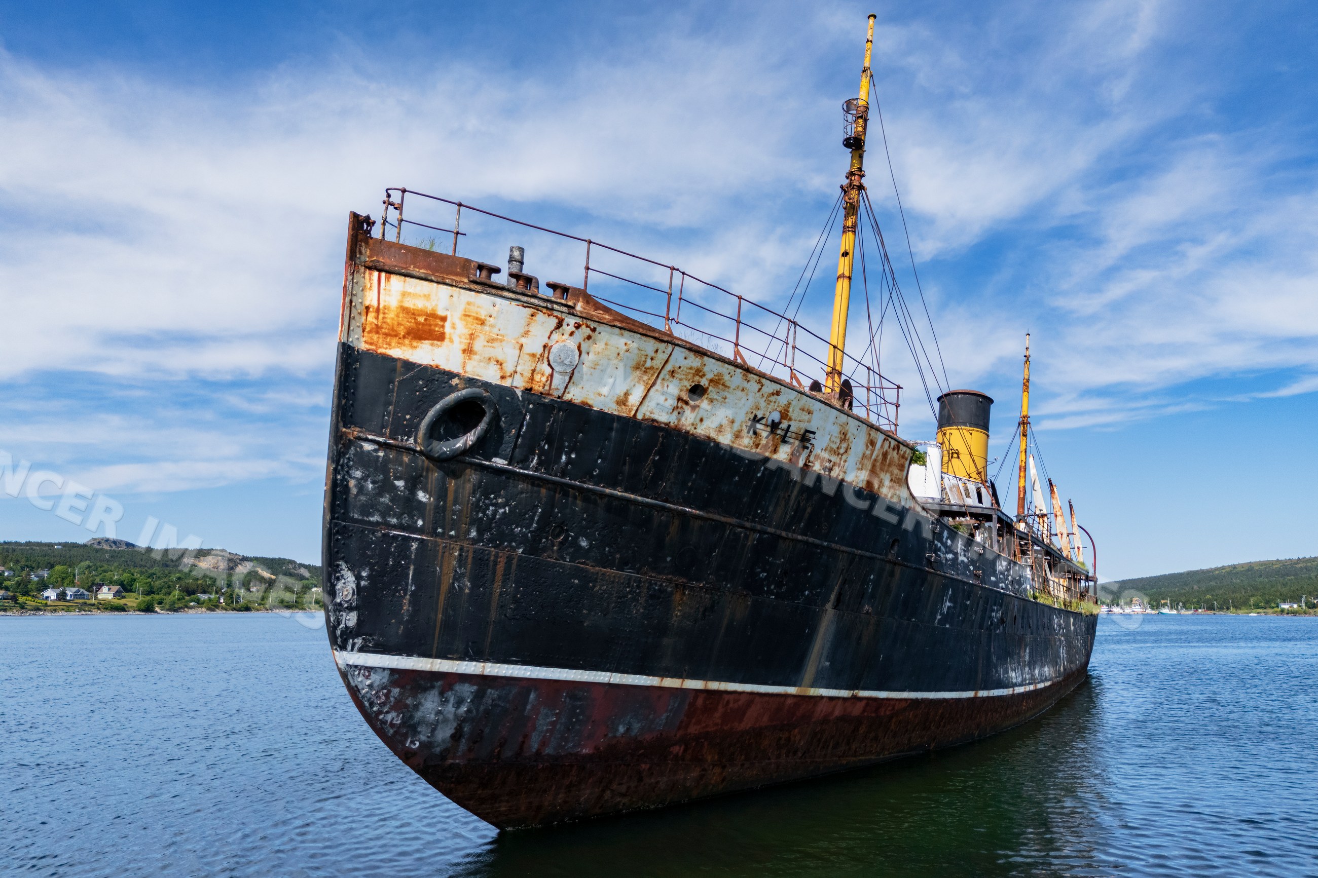 Rusted wreck of the SS Kyle ship at harbour grace Newfoundland