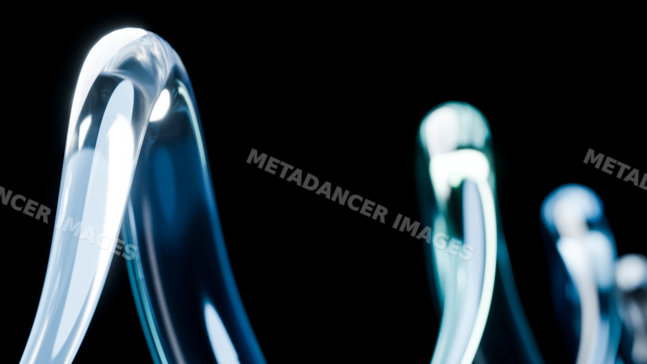 Abstract curved translucent glass shapes digital illustration