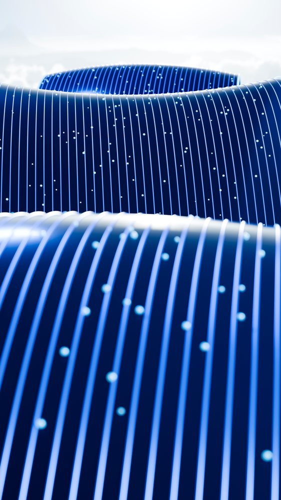 Abstract flowing blue curved lines digital illustration