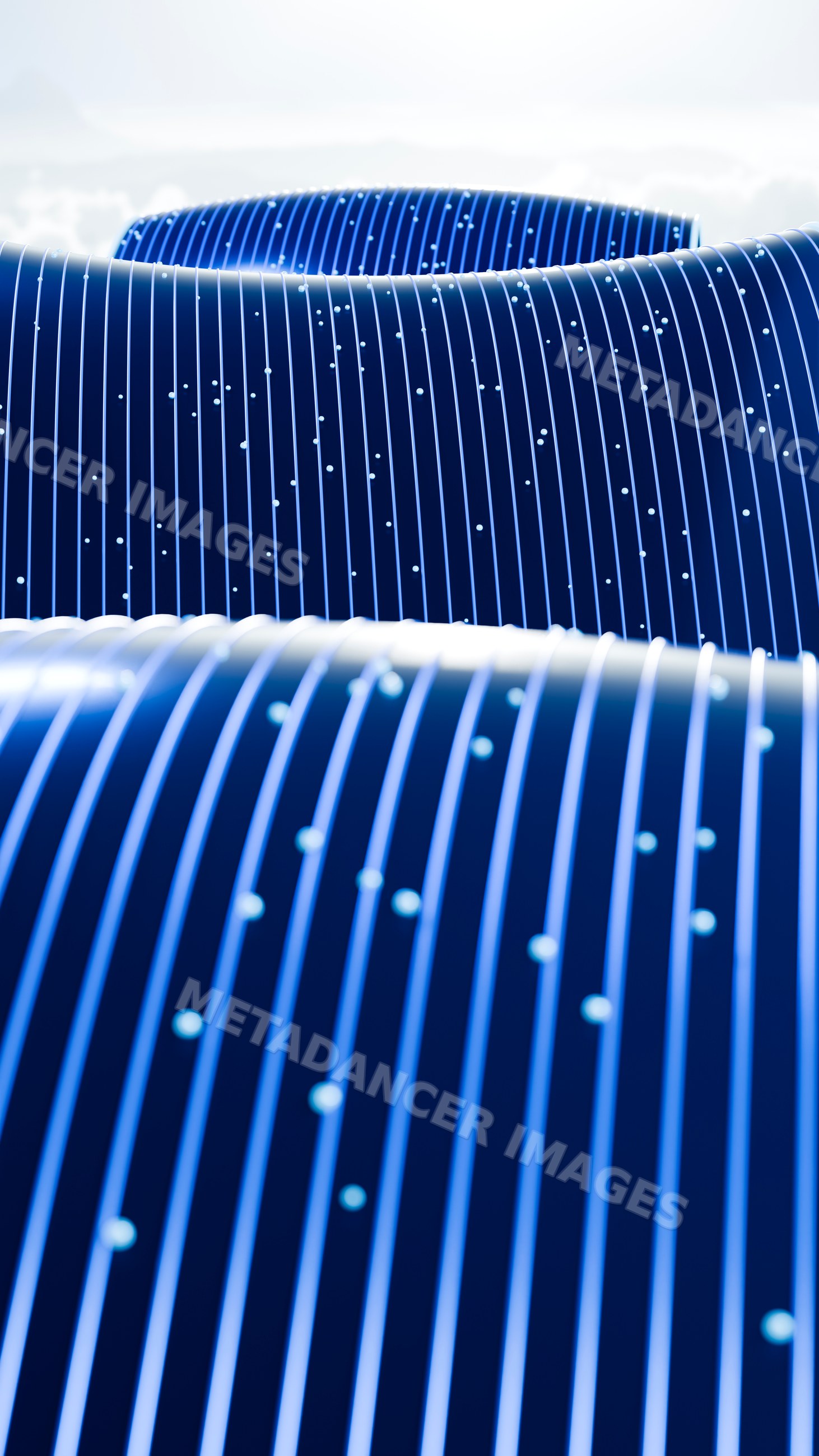 Abstract flowing blue curved lines digital illustration