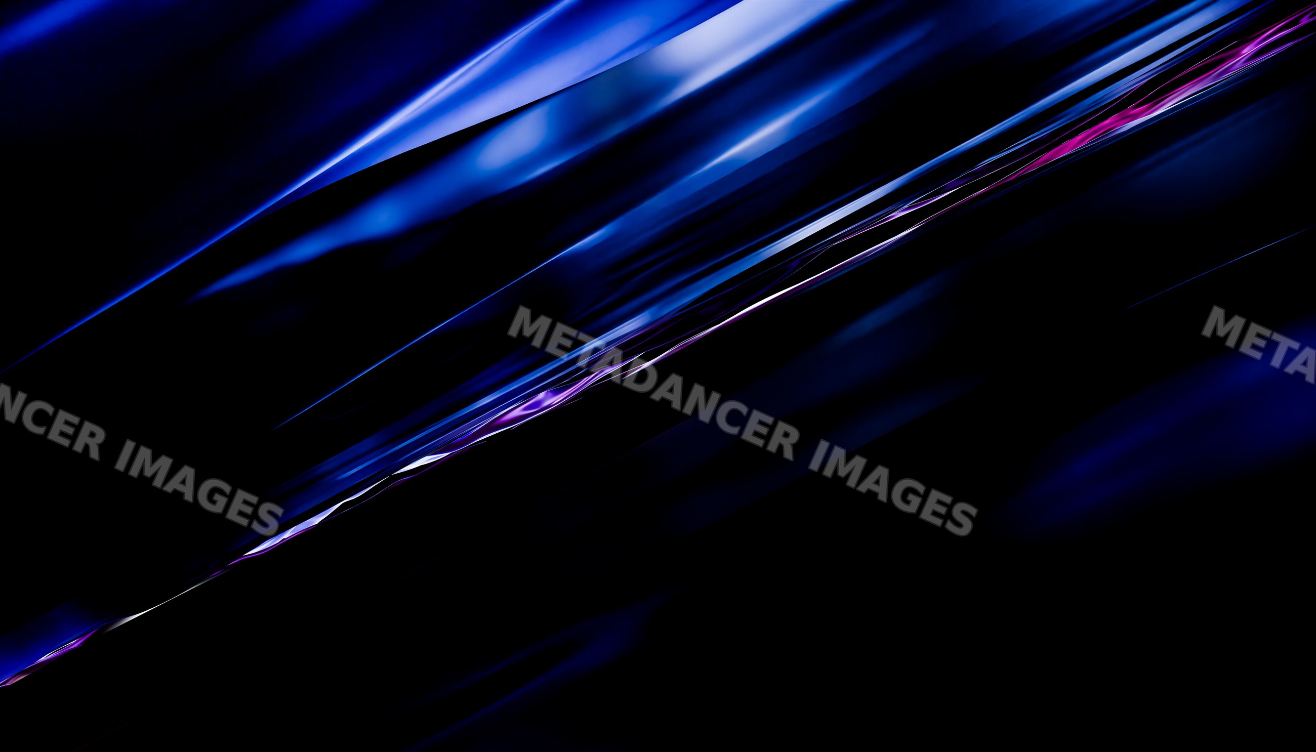 Abstract dark blue and purple glossy light streaks on Black background