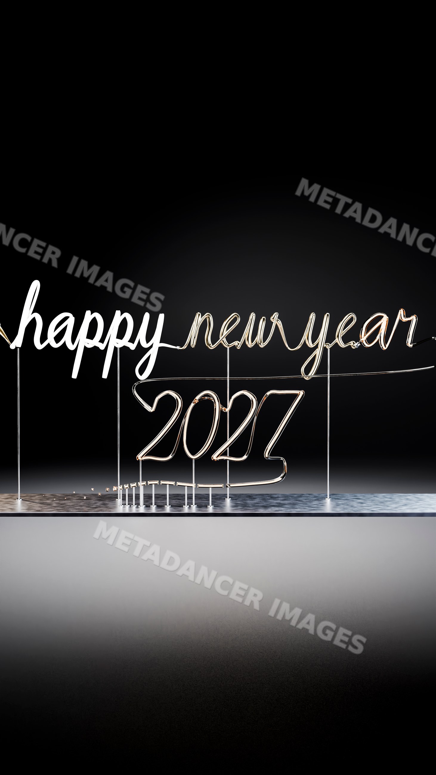 Neon sign with happy new year 2027 glowing light
