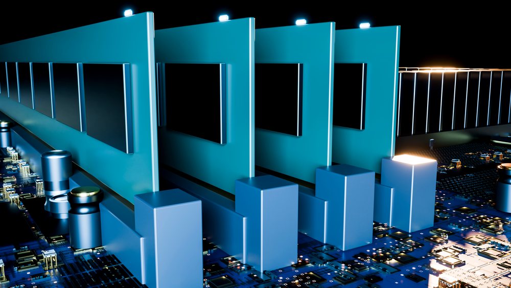 Multiple ram modules installed on circuit board