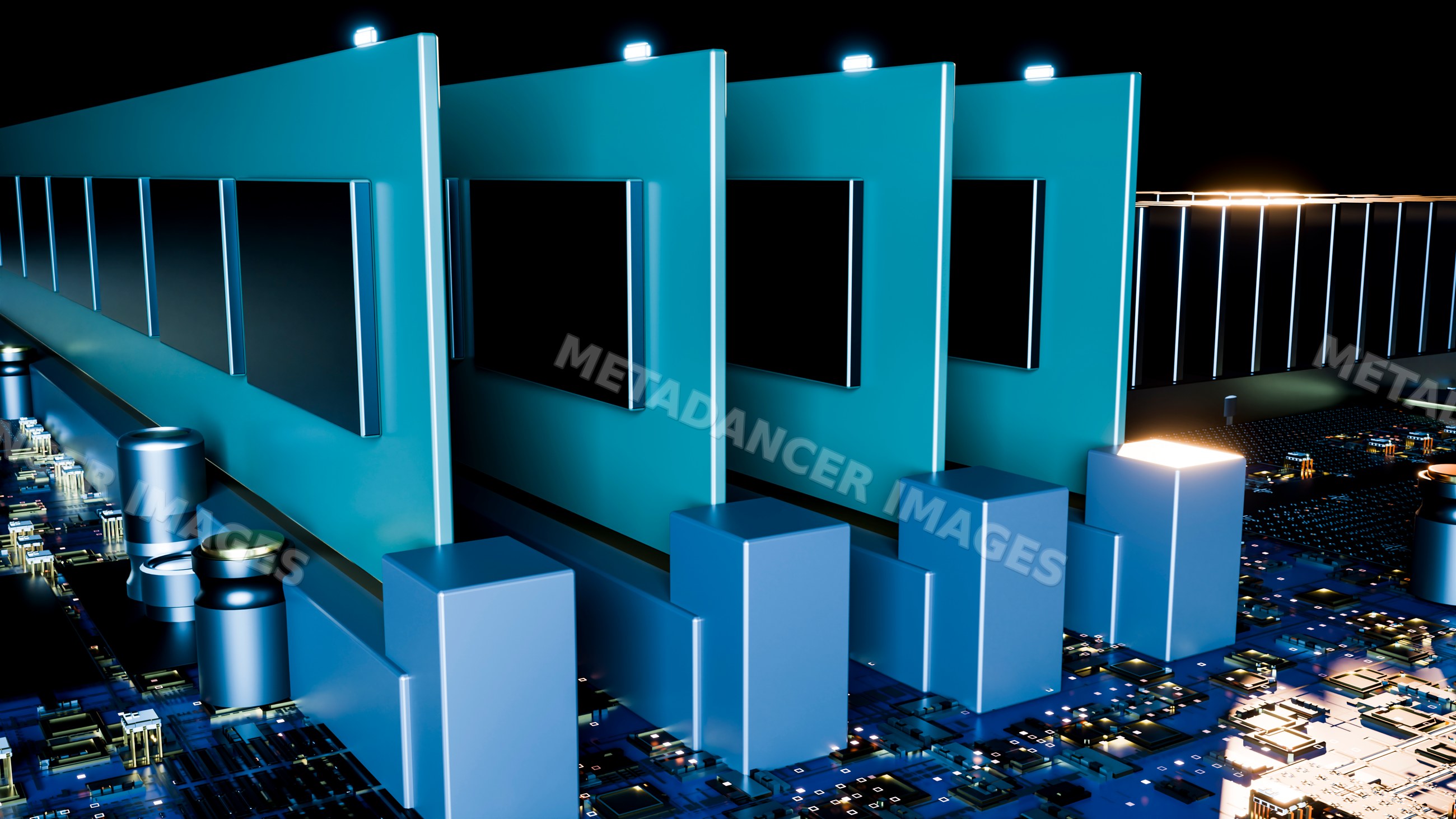 Multiple ram modules installed on circuit board