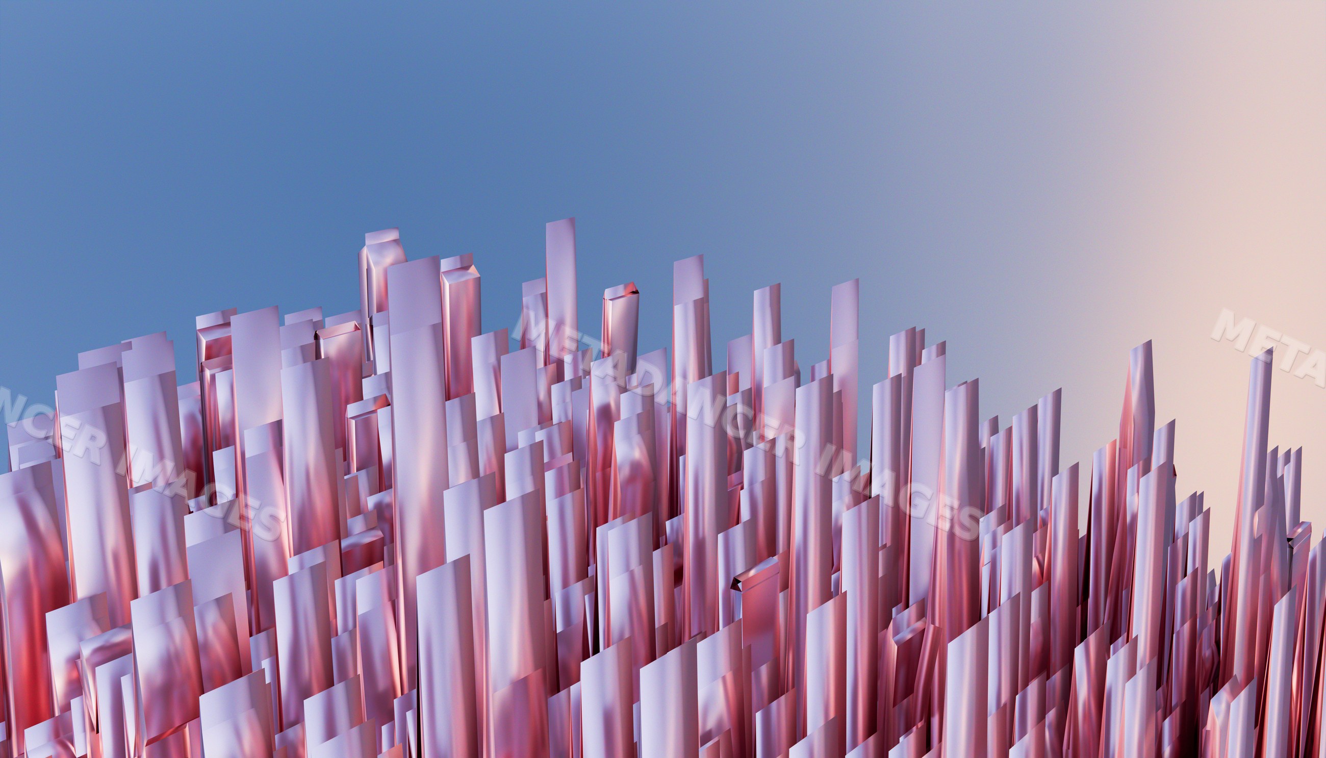 Abstract digital sculpture with vertical pastel columns and soft