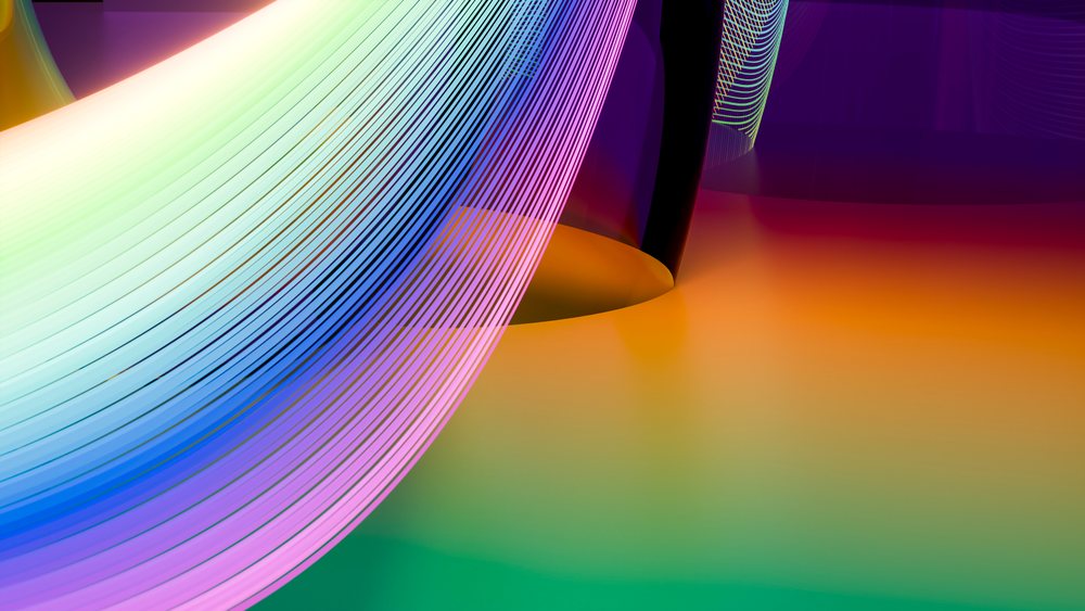 Abstract digital illustration with flowing colorful curves