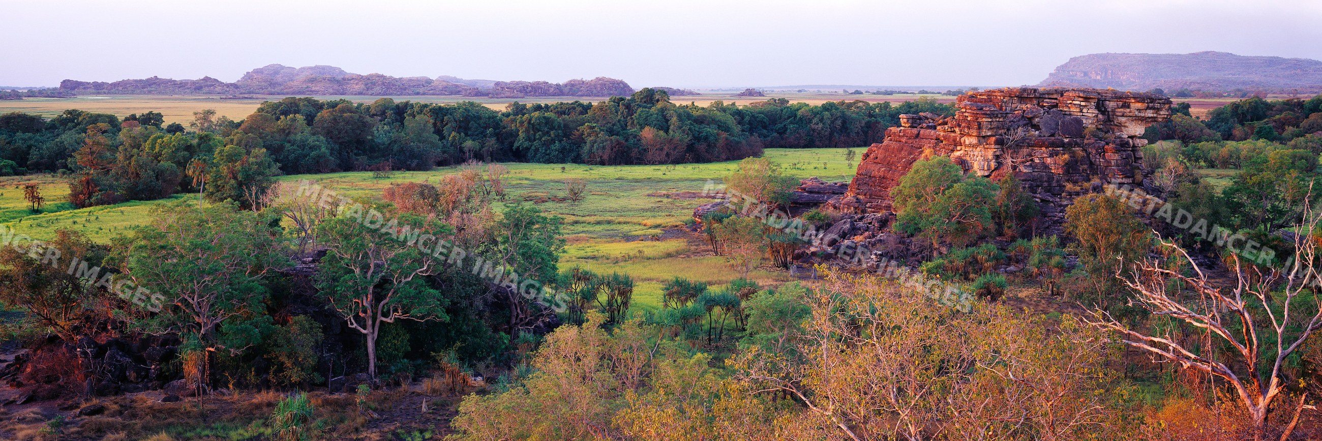 Scenic rock formations and grassland