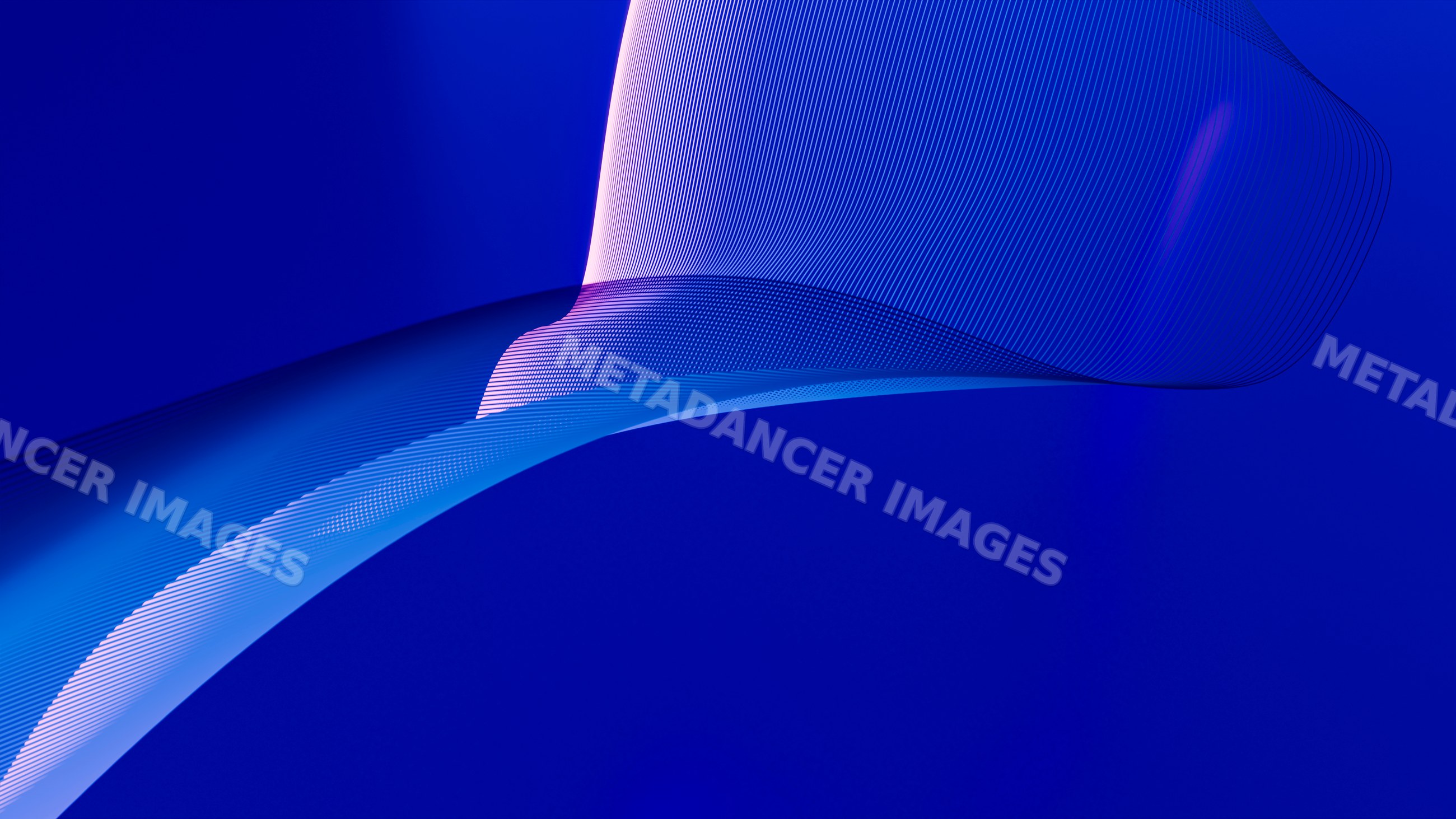 Abstract flowing blue waves with curved ribbons in digital art design