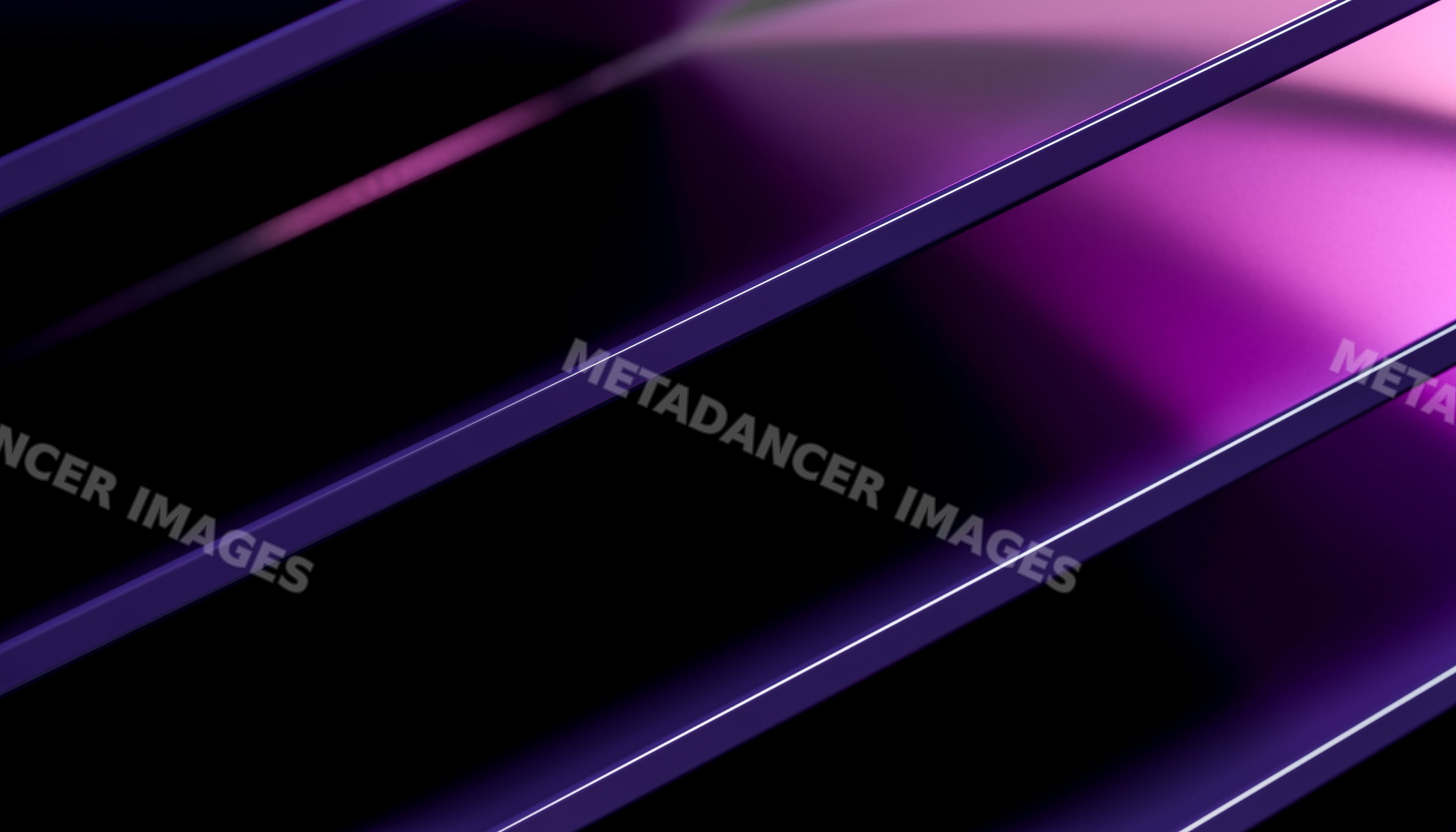 Abstract parallel diagonal metallic lines with purple illumination