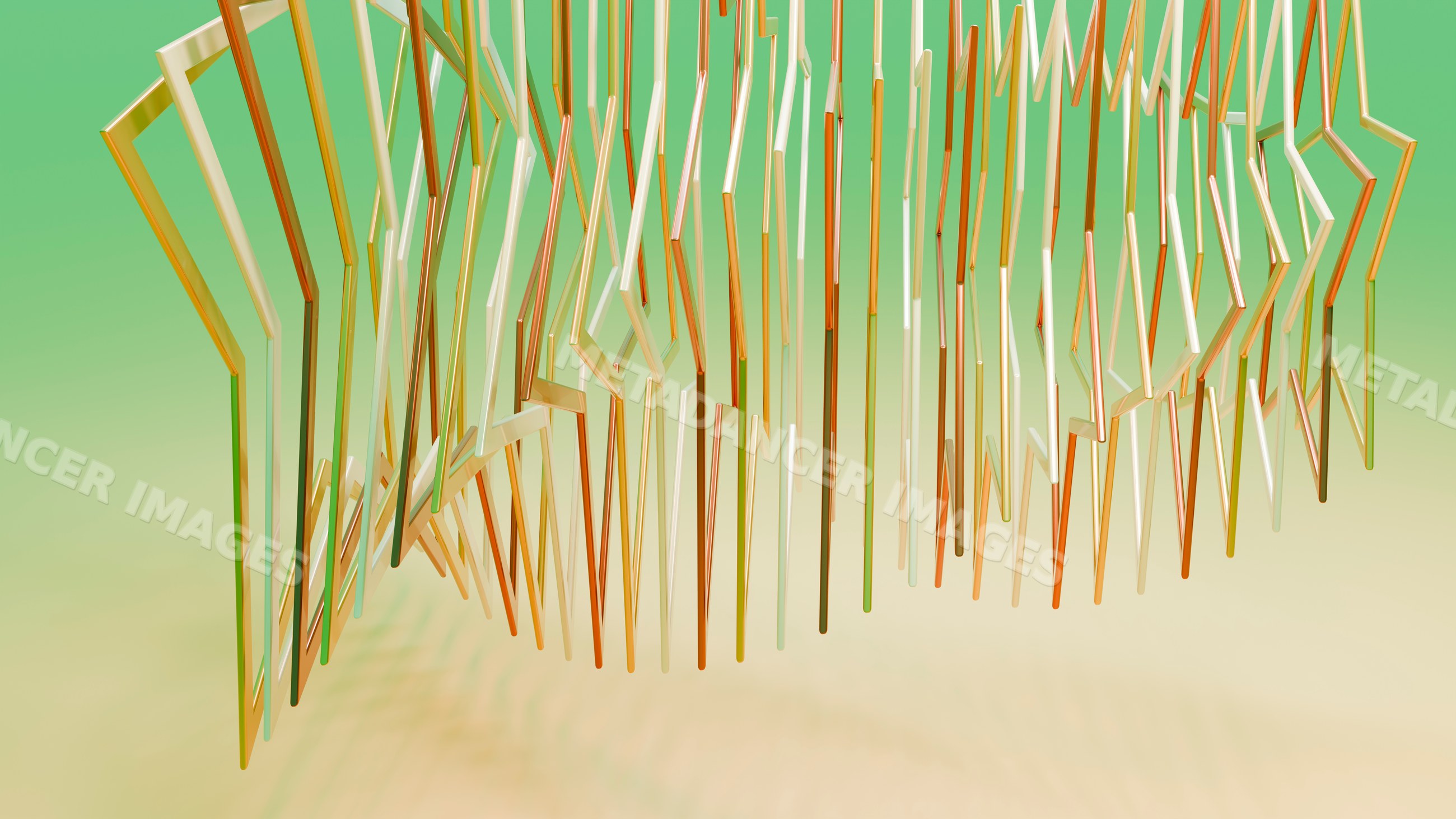 Abstract 3d orange and cream zigzag geometric shapes