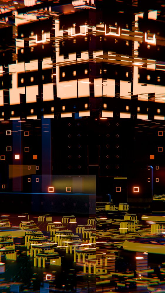 Futuristic digital circuit board illustration with glowing led lights