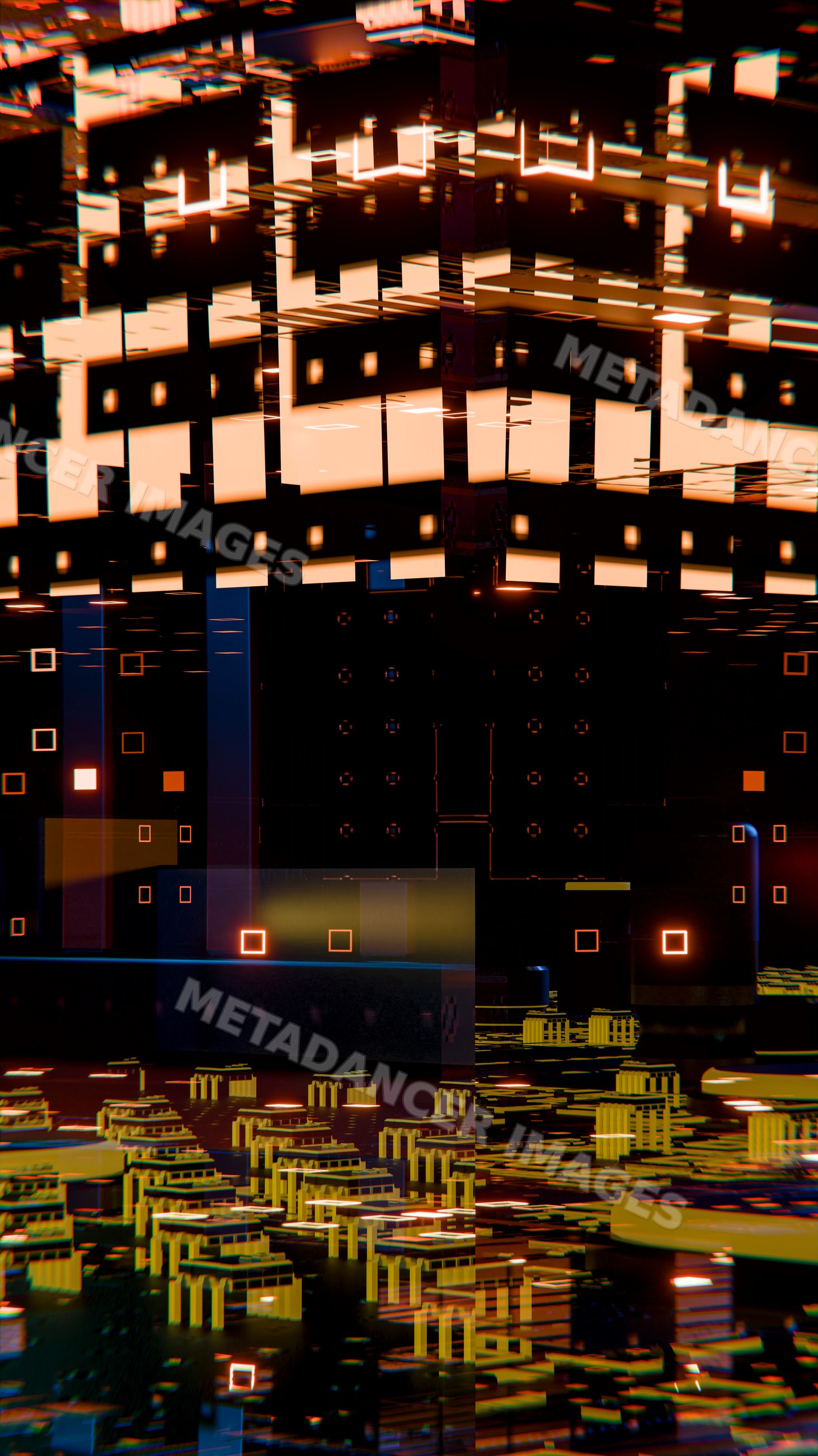 Futuristic digital circuit board illustration with glowing led lights