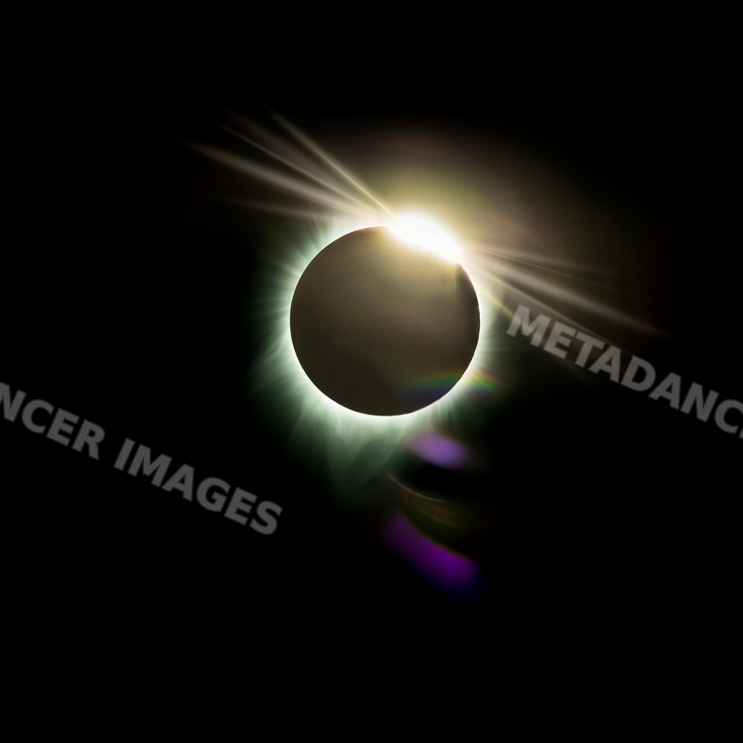 Solar eclipse with diamond ring effect over Los Angeles sky