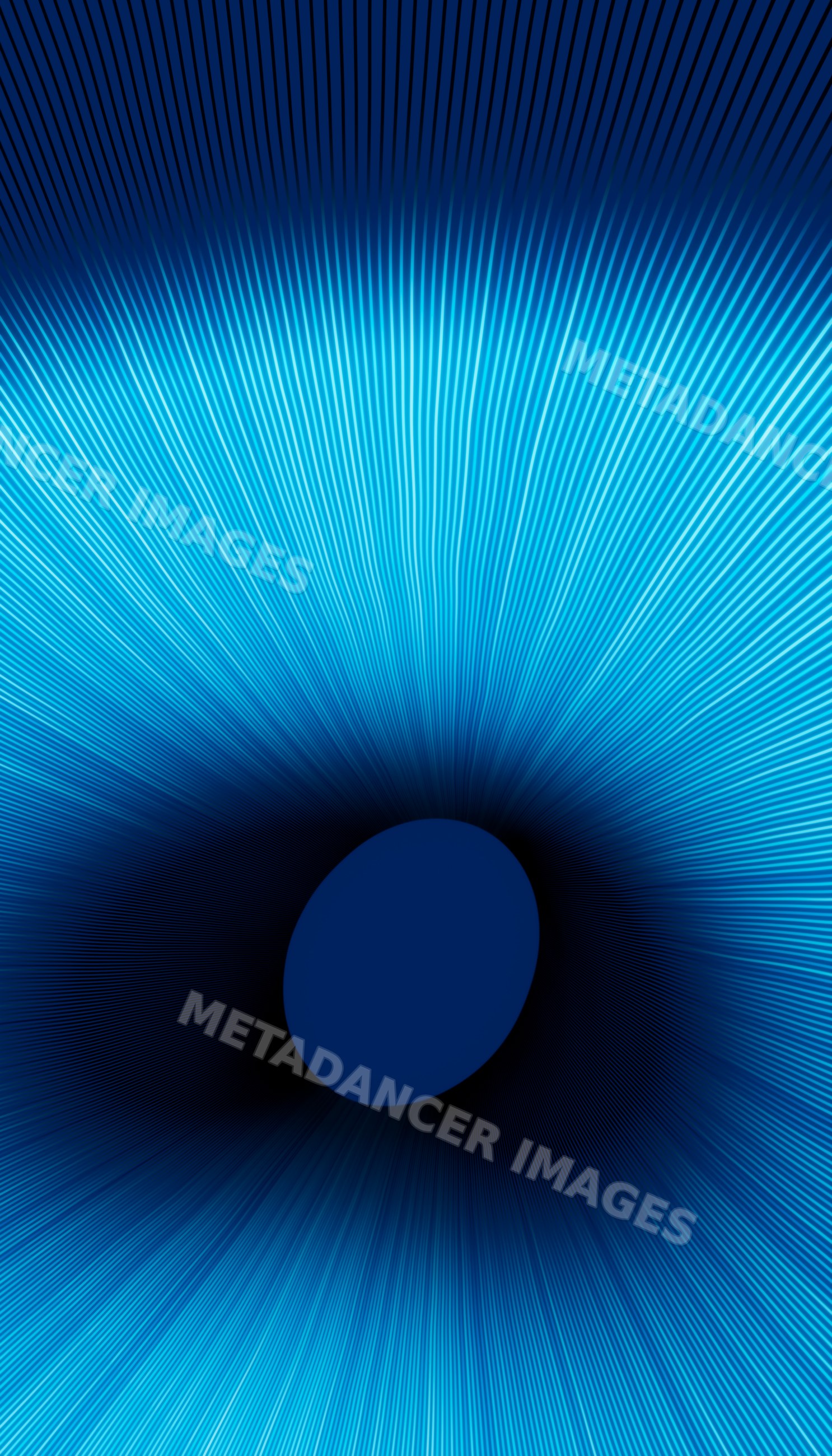 Blue abstract light pattern with radiating lines to dark center