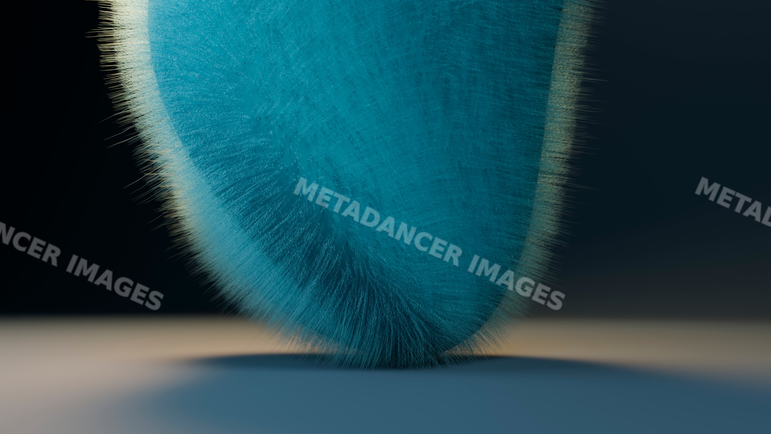 Blue abstract sculpture with furry texture