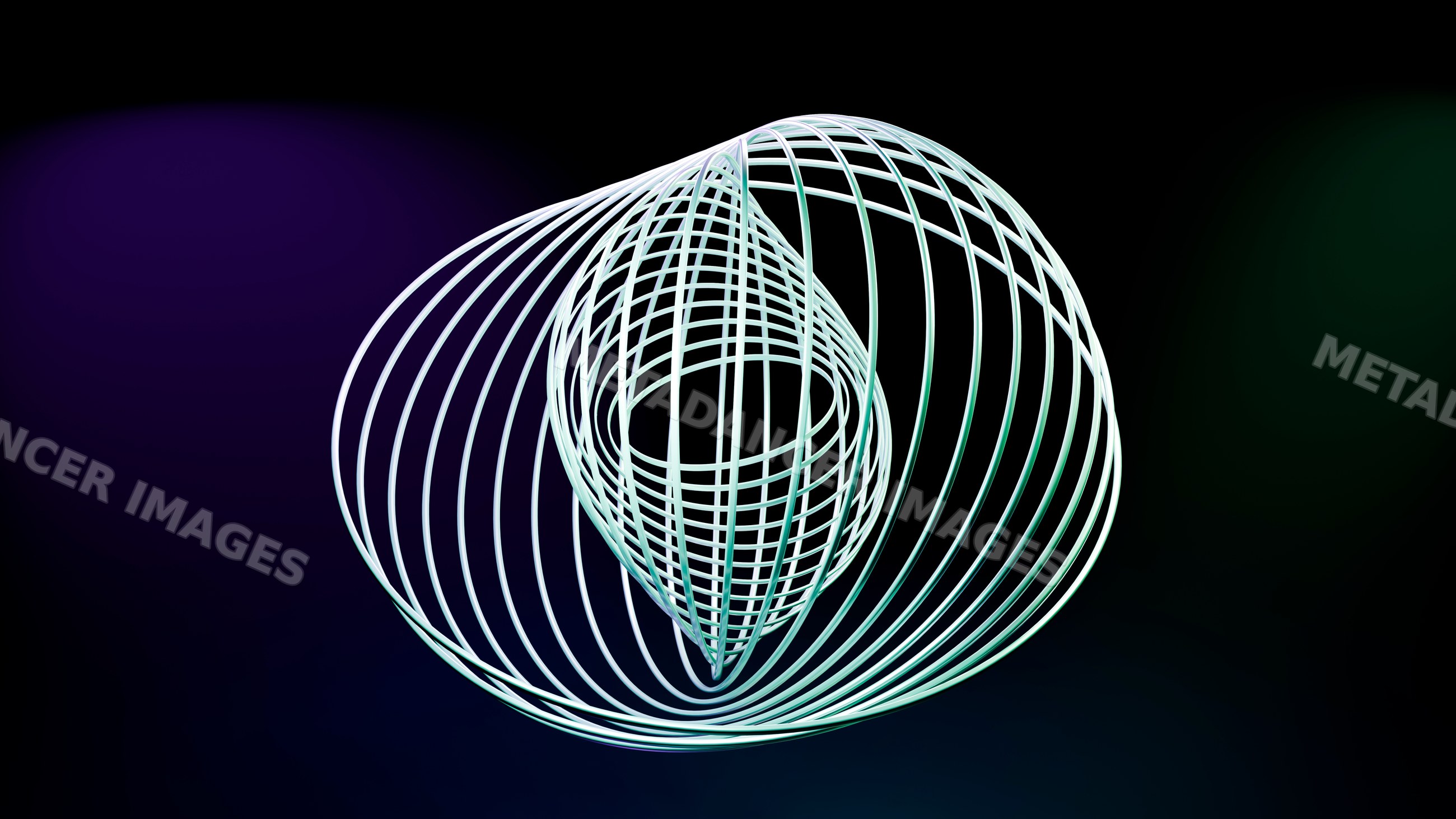 3d wireframe loop with curved geometric lines on dark background