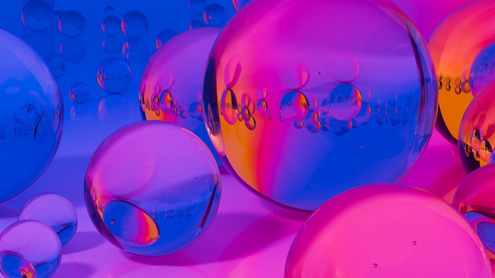 Colorful glass spheres with reflections and refractions