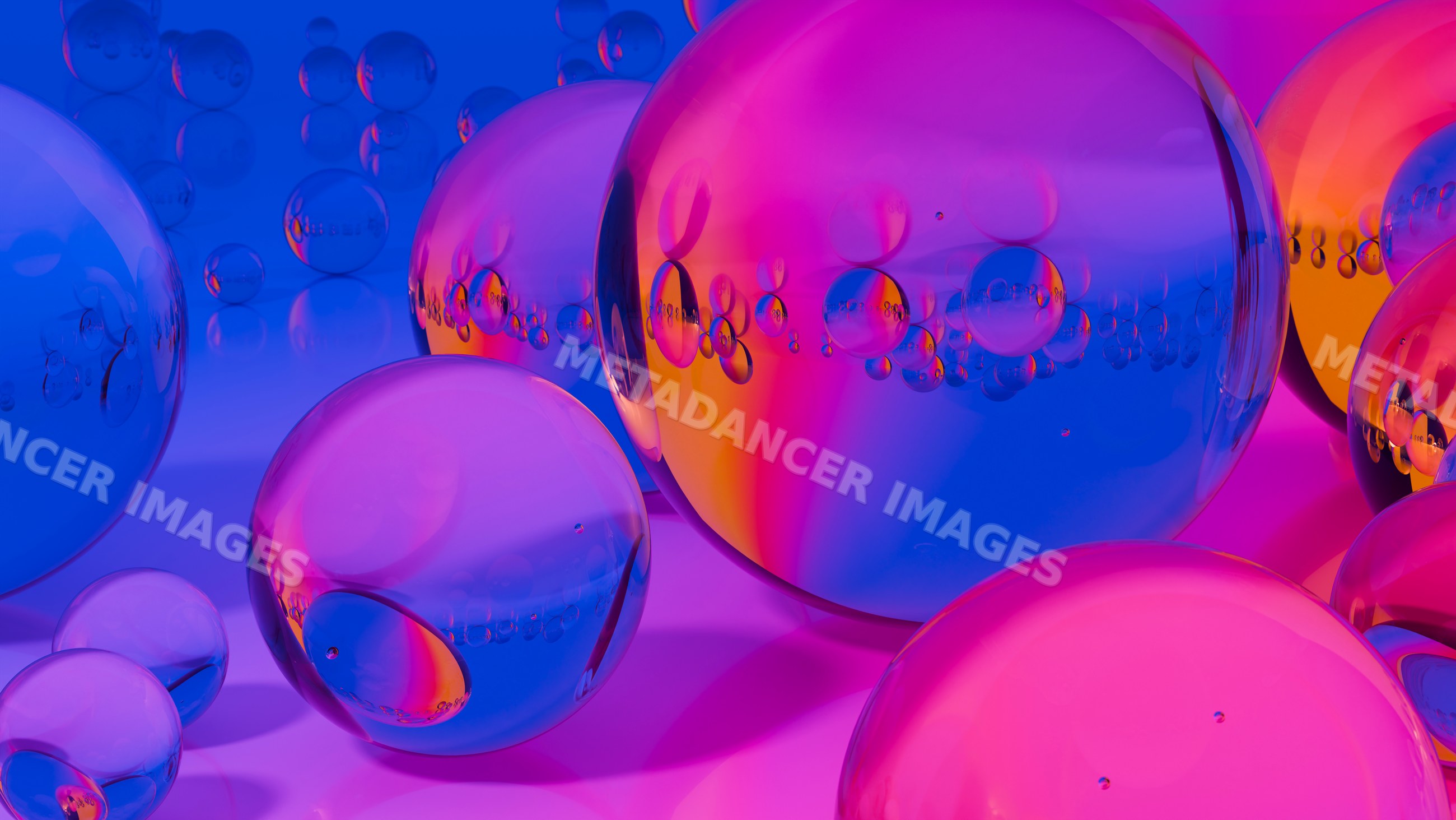 Colorful glass spheres with reflections and refractions