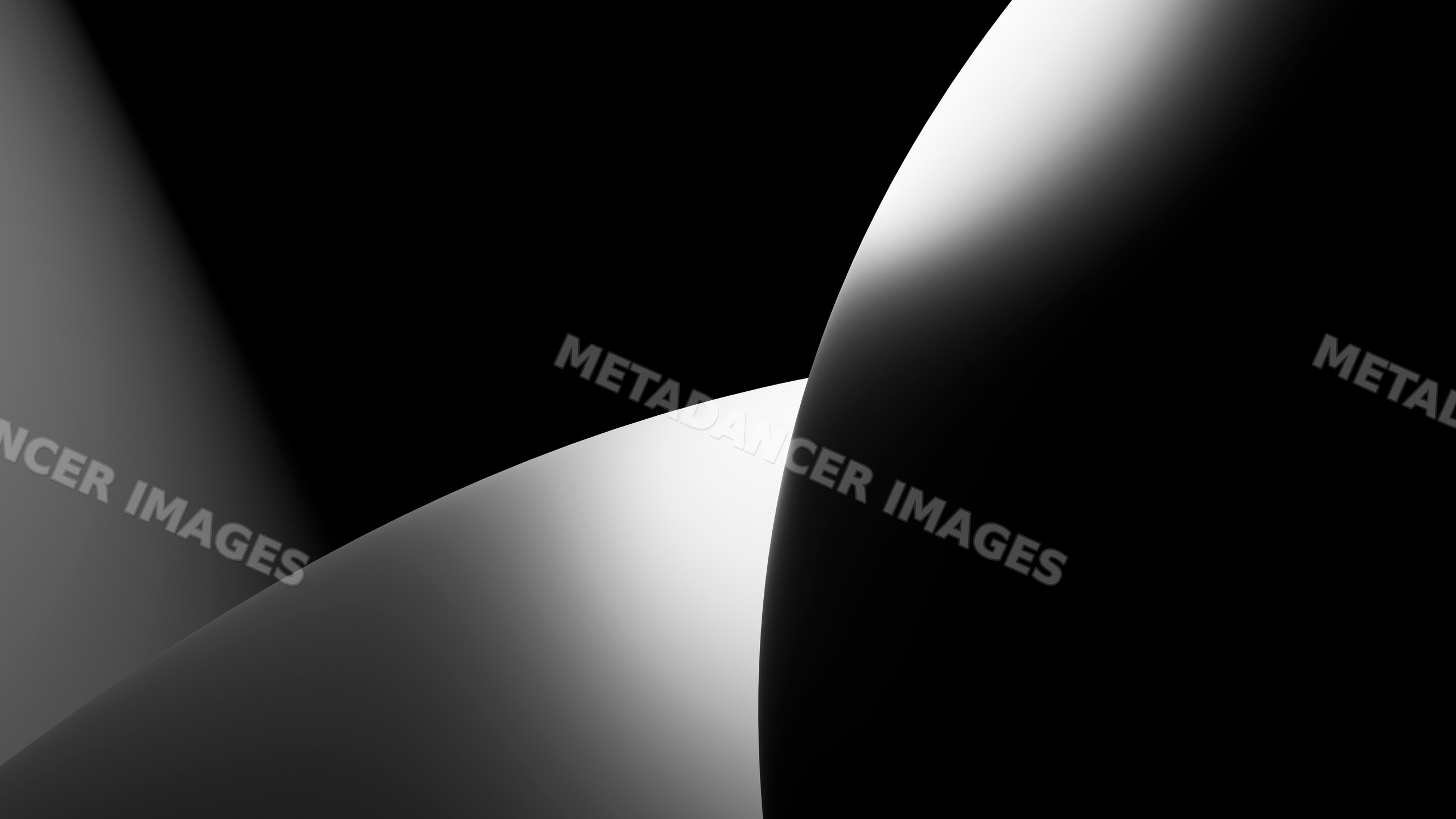 Abstract digital illustration of smooth black and white curved shapes