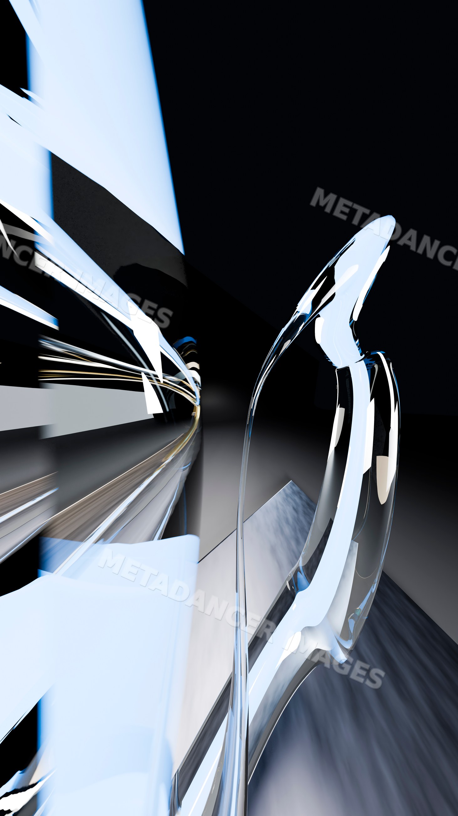 Abstract digital illustration of shiny curved glass reflections