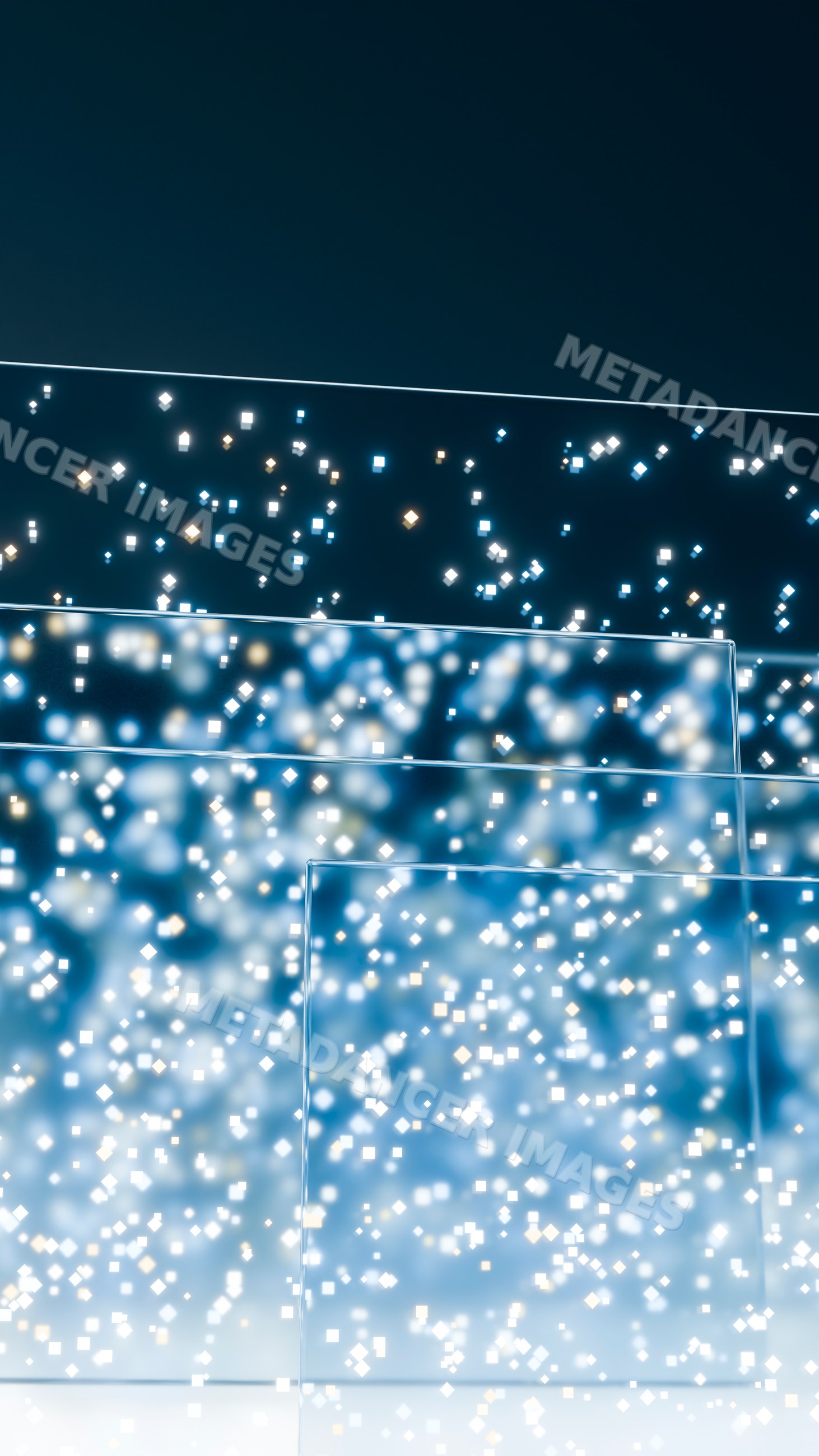 Abstract digital display with glowing square light particles