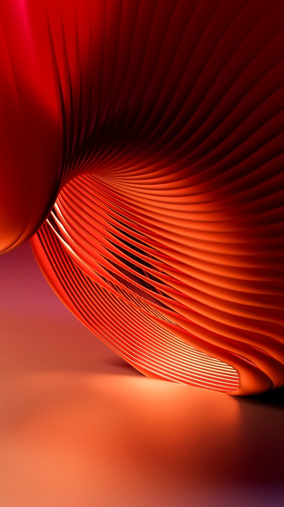 Abstract red and orange curved wave pattern 3d illustration