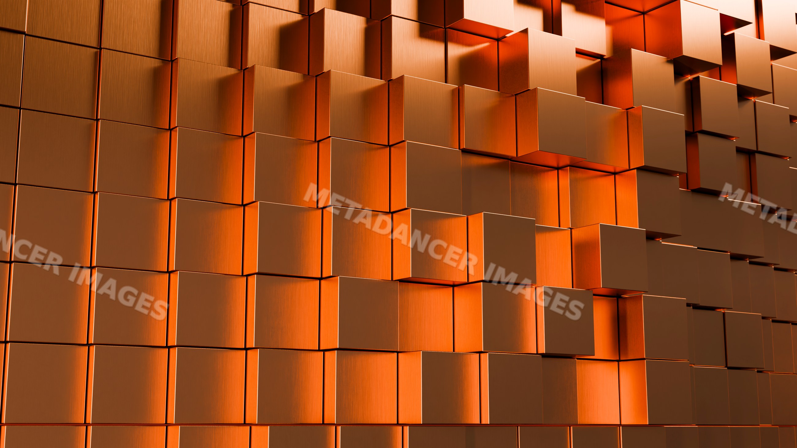 Abstract orange 3d cube wall pattern in digital illustration