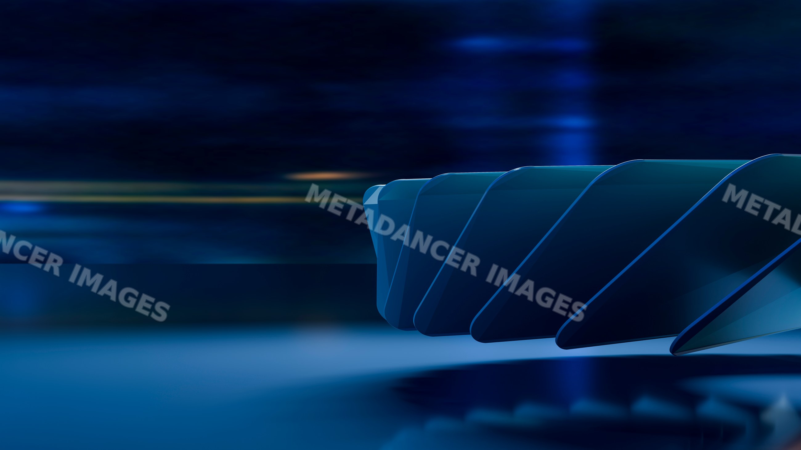 Abstract blue geometric shapes with futuristic light reflections