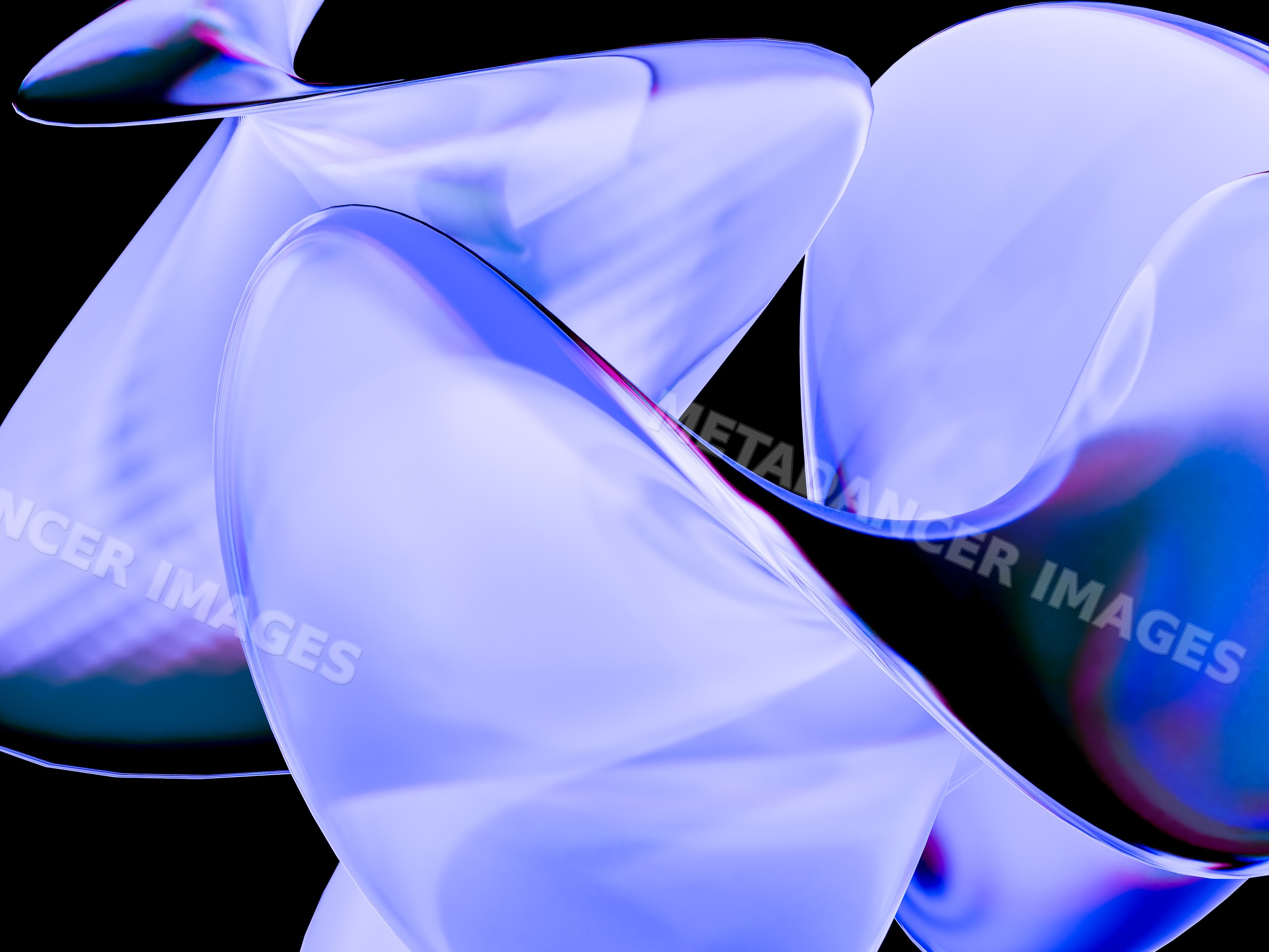 Smooth shiny blue abstract 3d shape with fluid curves