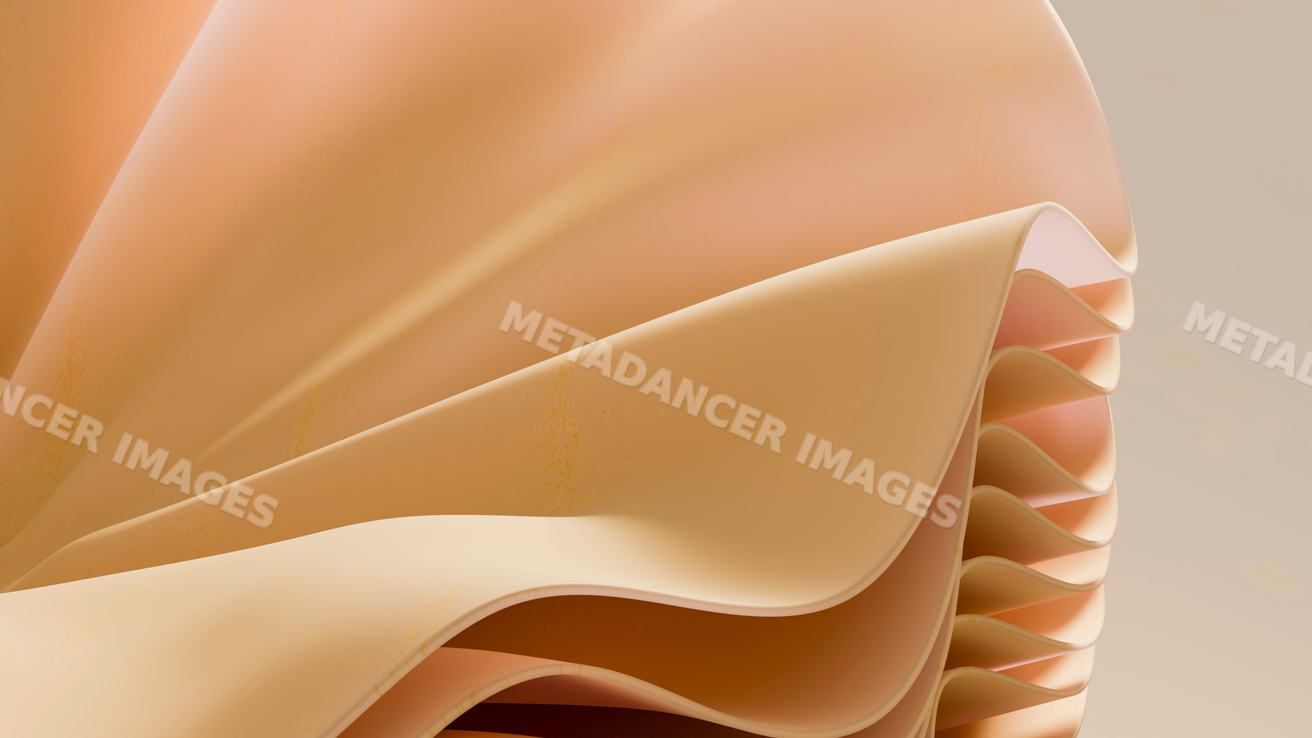 Abstract peach-colored curved layered sculpture