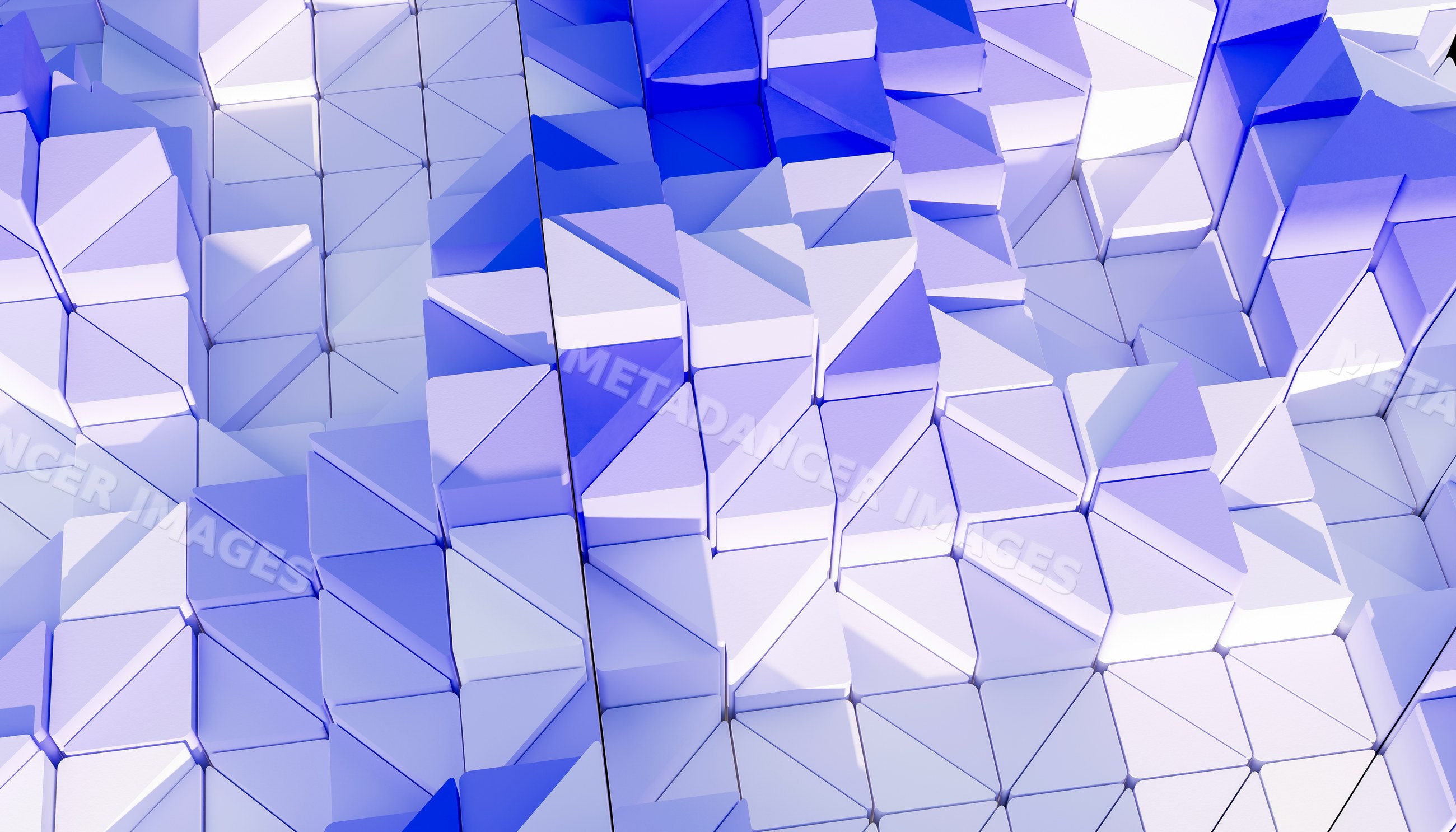 Abstract 3d geometric block pattern with blue and white shapes