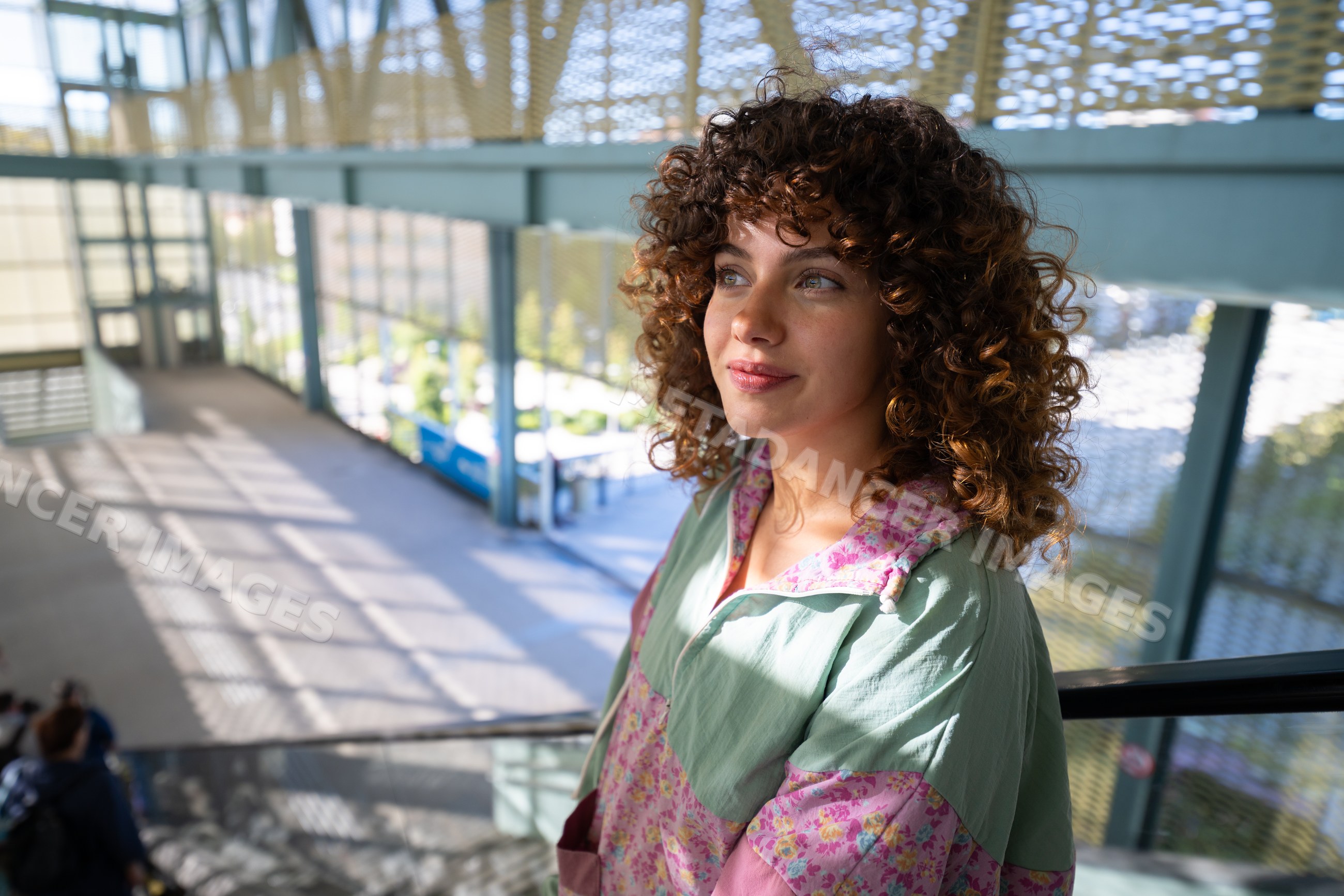White woman with curly hair