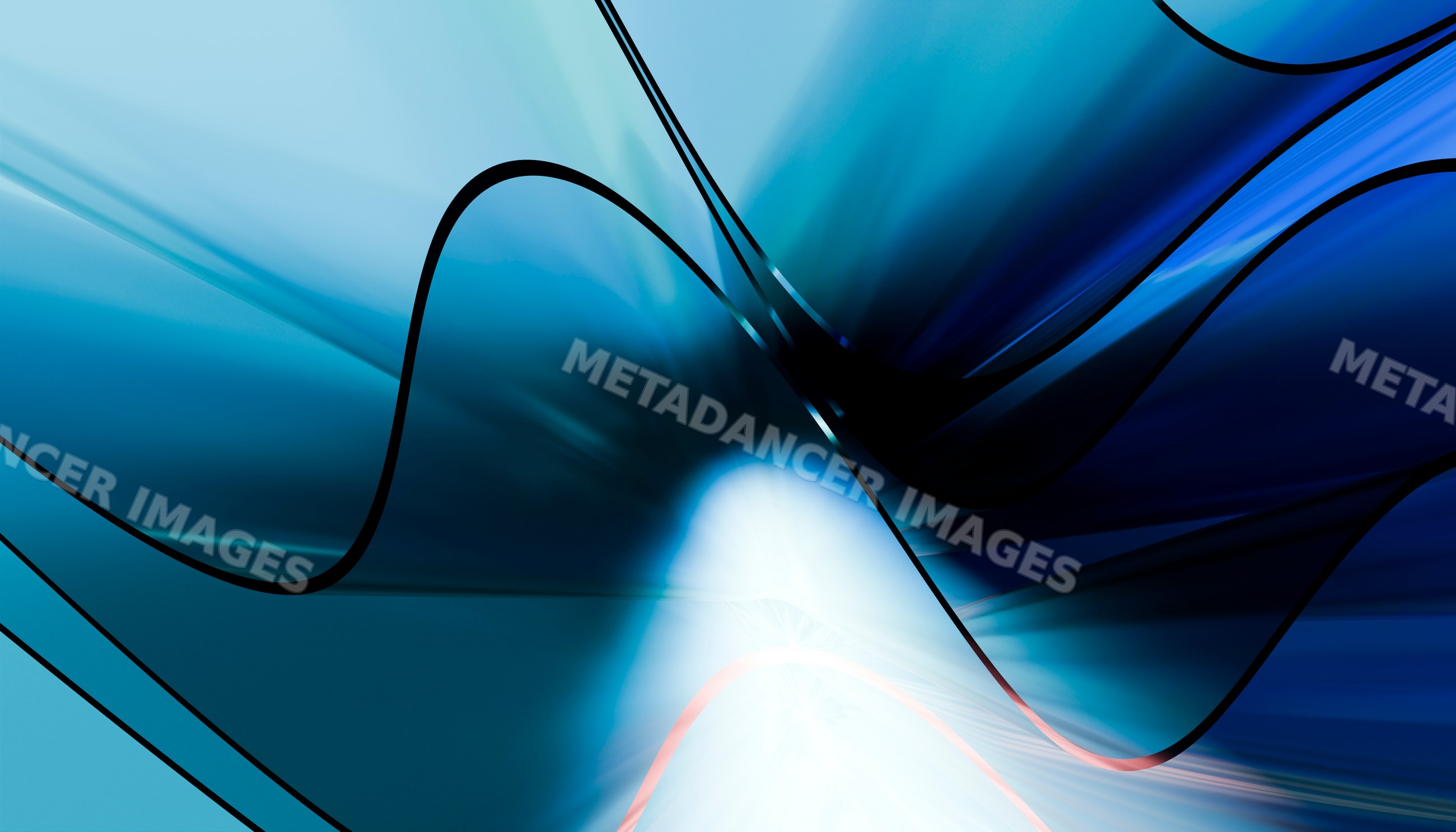 Abstract digital blue waves with flowing light effects