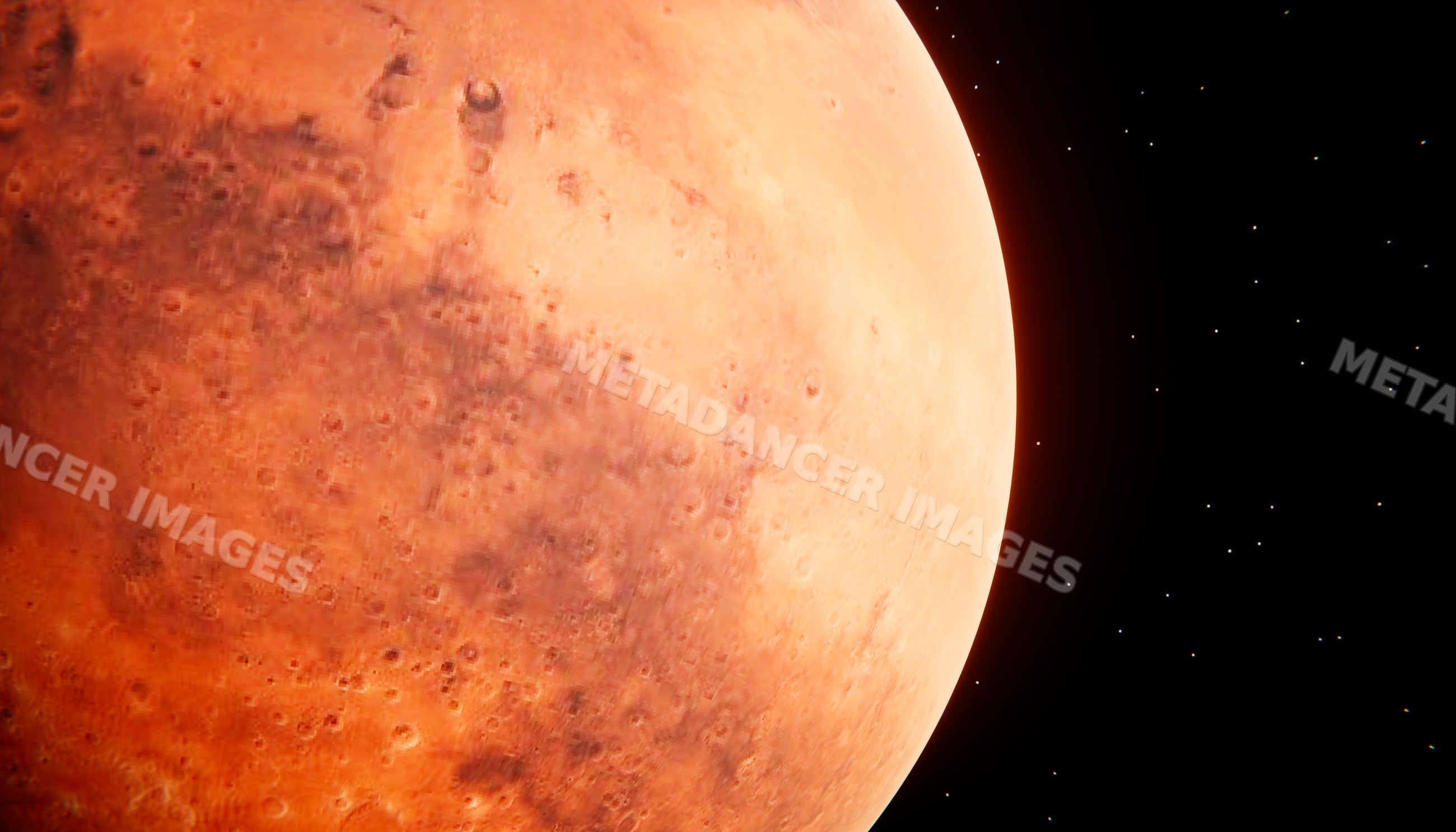 Close view of a rocky terrestrial planet